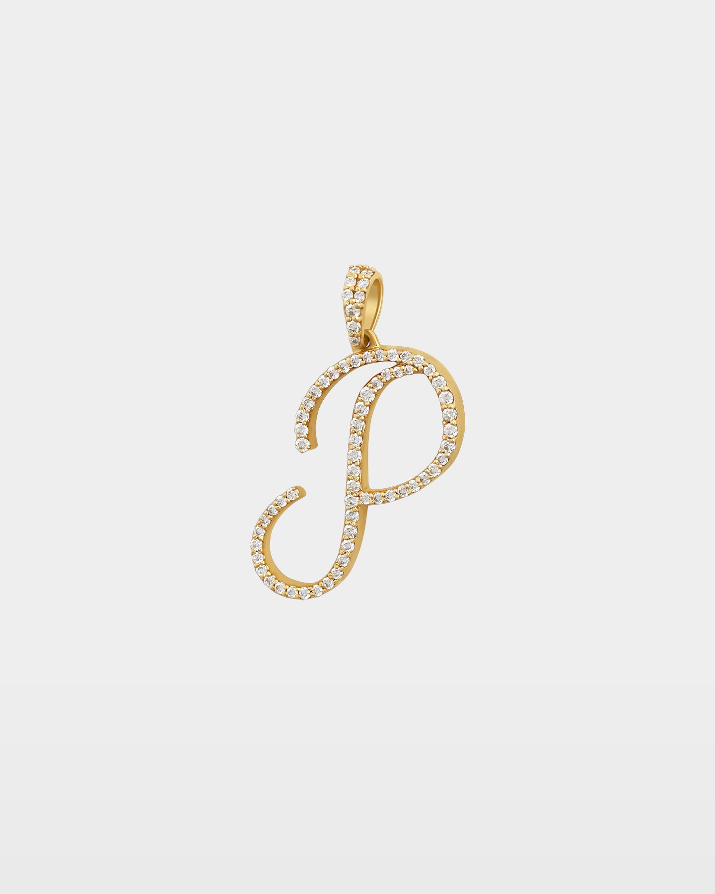 Yellow Gold "P" Letter Diamond Pendant | The Ice Champ Jewelry