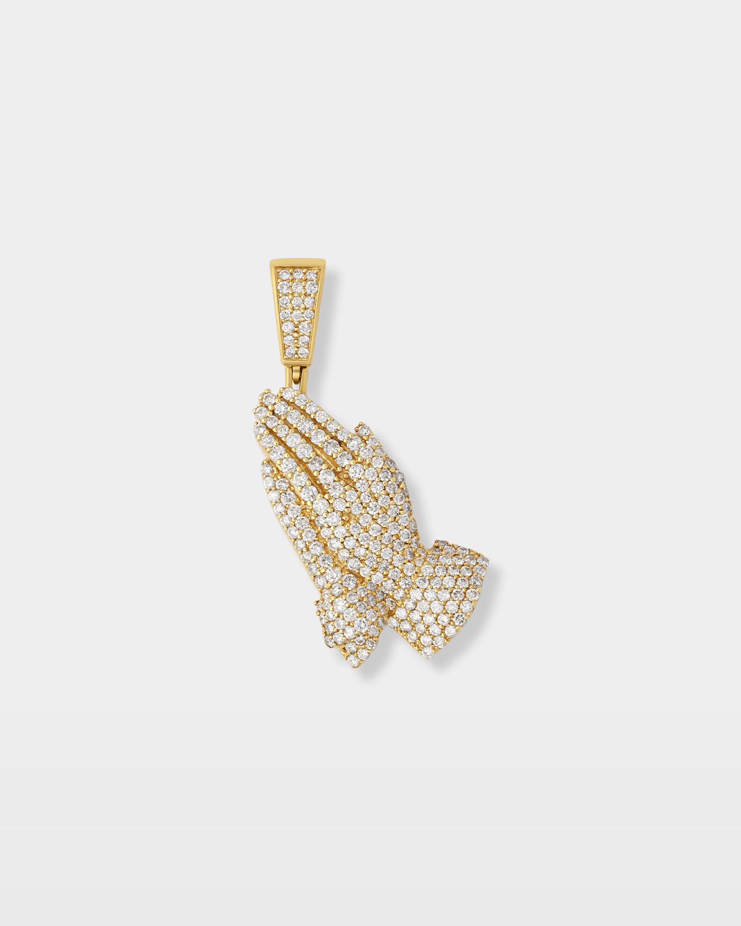 Yellow Gold Praying Hands Diamond Pendant | The Ice Champ Jewelry