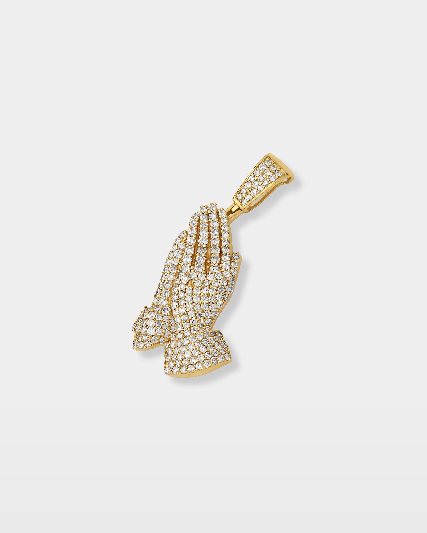 Yellow Gold Praying Hands Diamond Pendant | The Ice Champ Jewelry