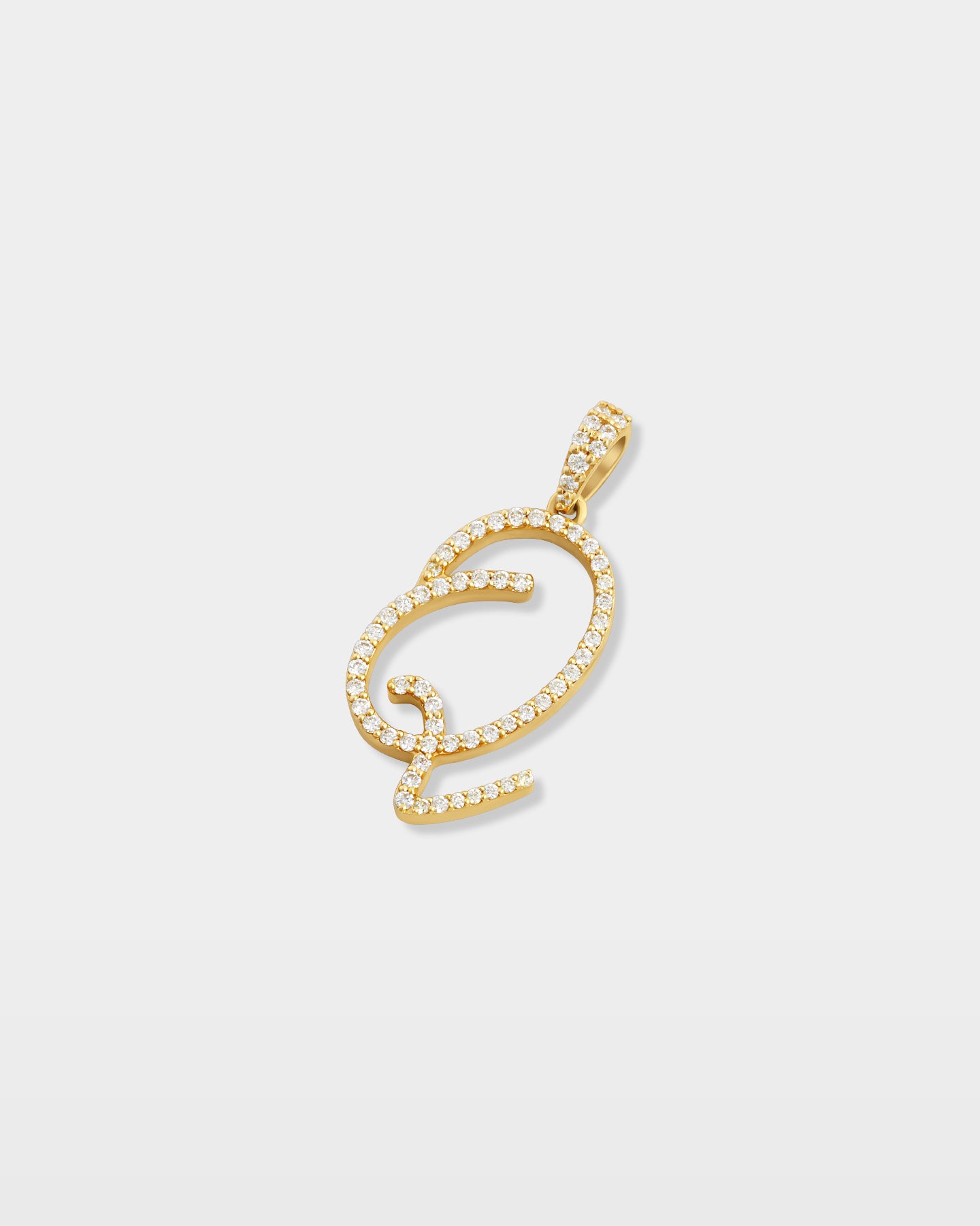 Yellow Gold "Q" Letter Diamond Pendant | The Ice Champ TX