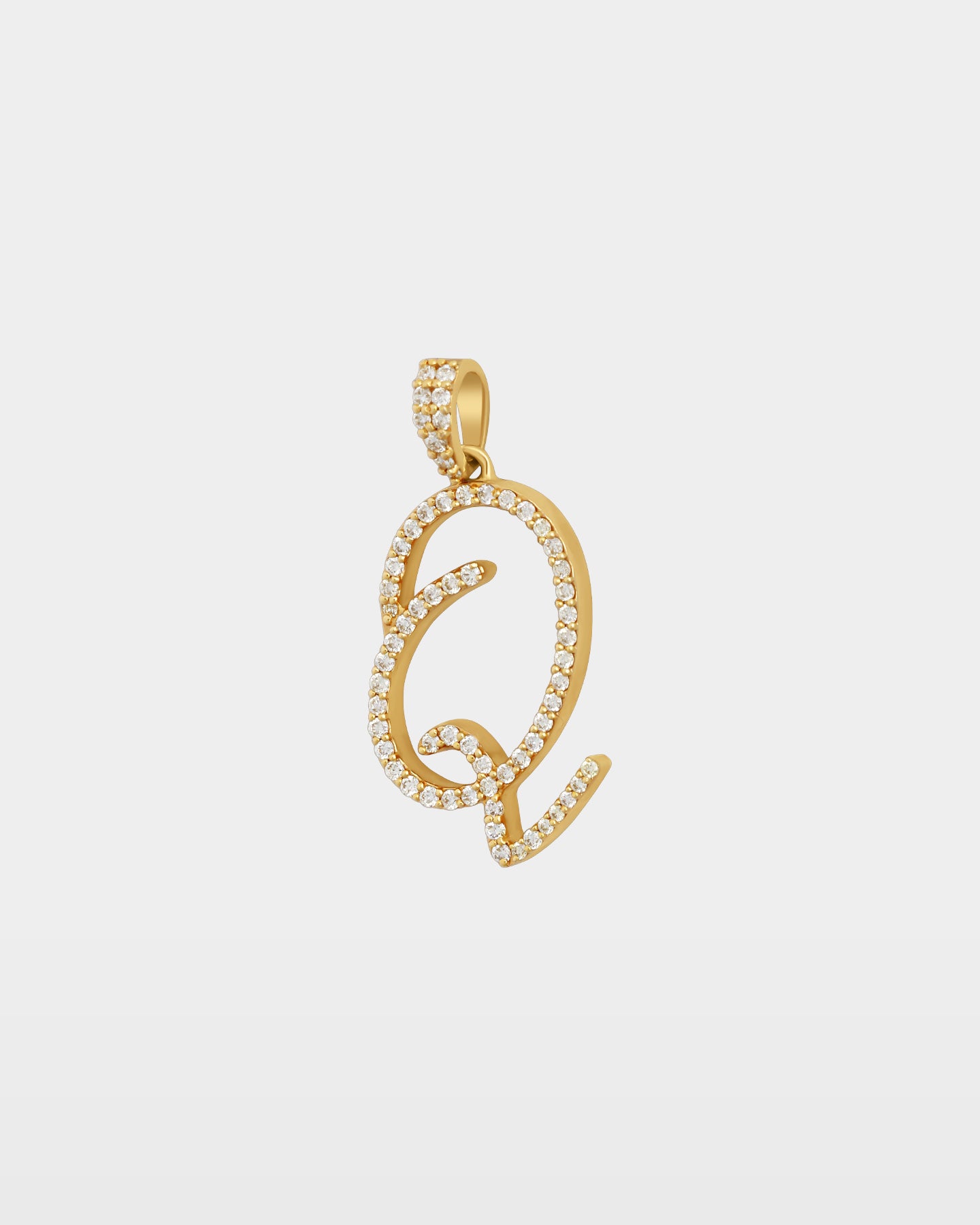 Yellow Gold "Q" Letter Diamond Pendant | The Ice Champ TX