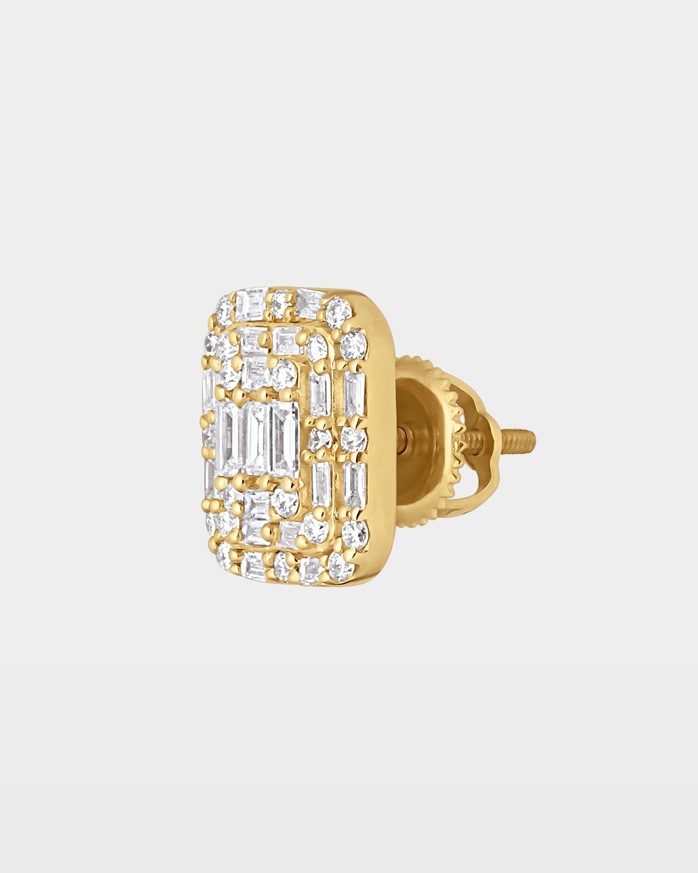 Yellow Gold Rectangular Mixed Diamond Studs | The Ice Champ Grapevine, TX
