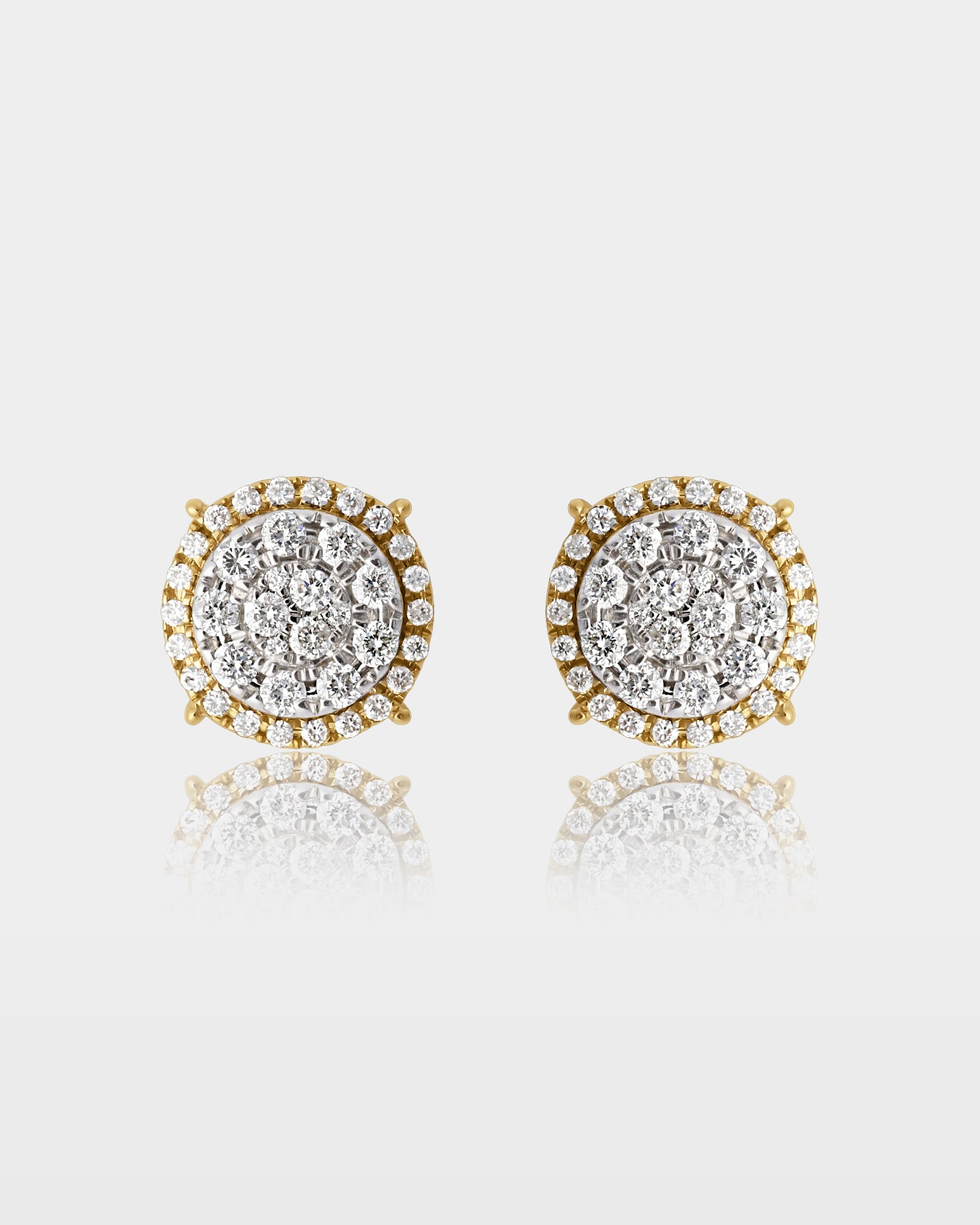 Round Cluster Diamond Halo Studs | The Ice Champ Gold Mens Jewelry DFW