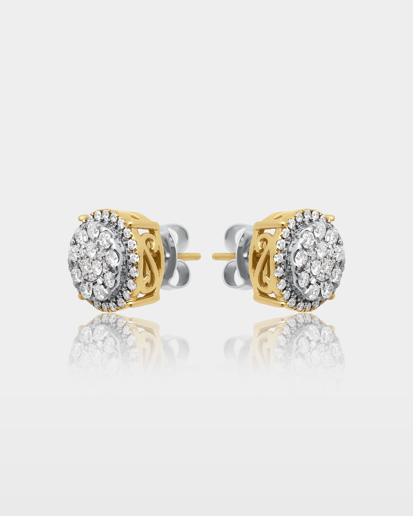 Round Cluster Diamond Halo Studs | The Ice Champ Gold Mens Jewelry DFW