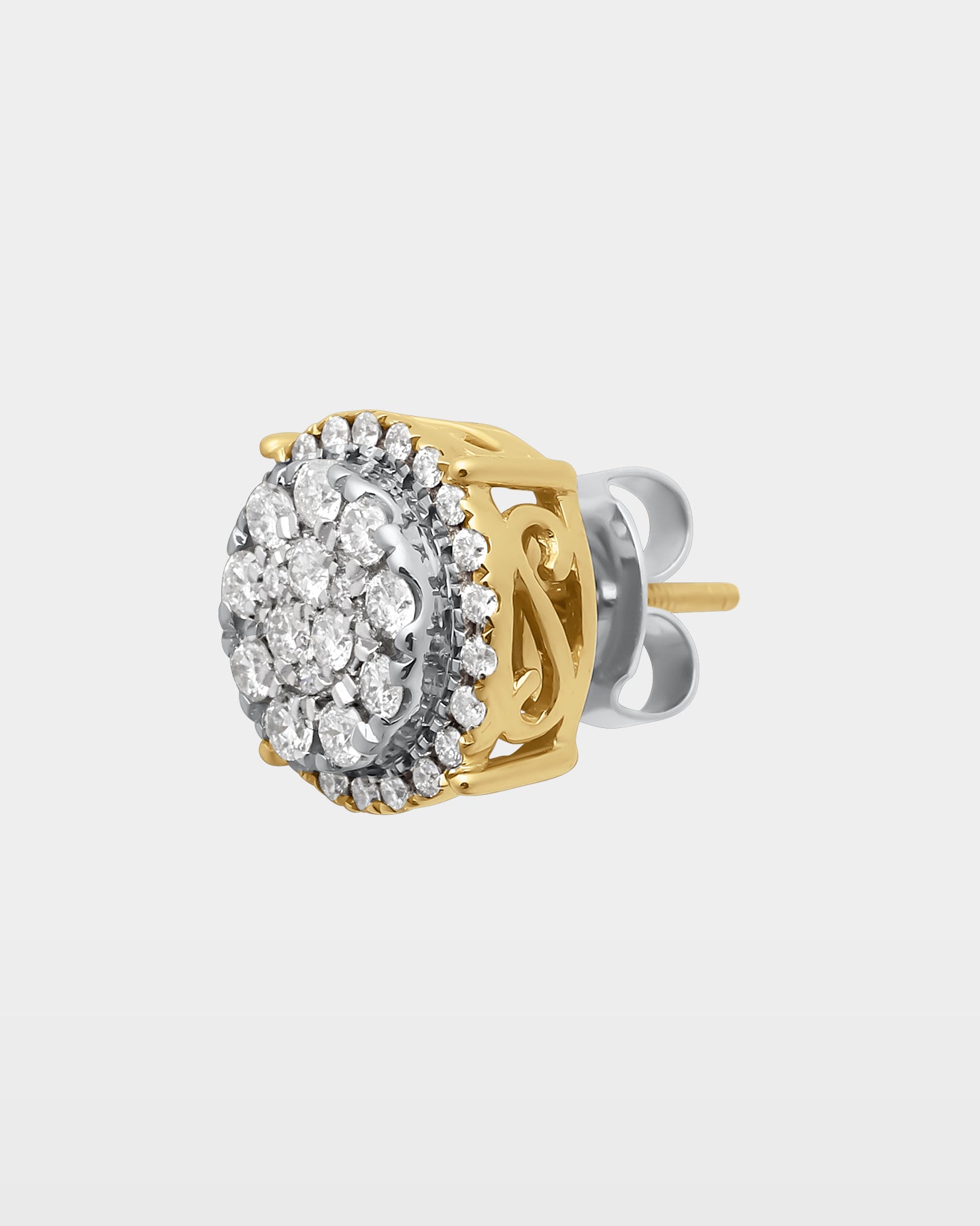 Round Cluster Diamond Halo Studs | The Ice Champ Gold Mens Jewelry DFW