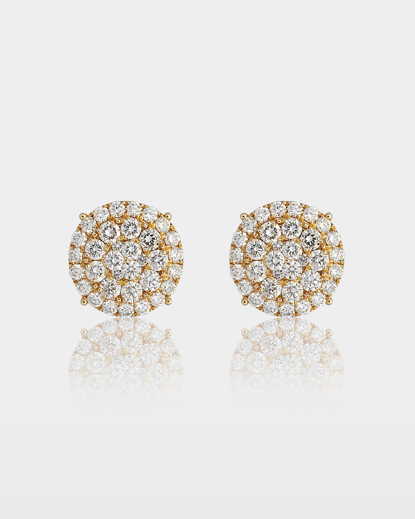 Yellow Gold Round Cluster Diamond Studs | The Ice Champ Grapevine, TX