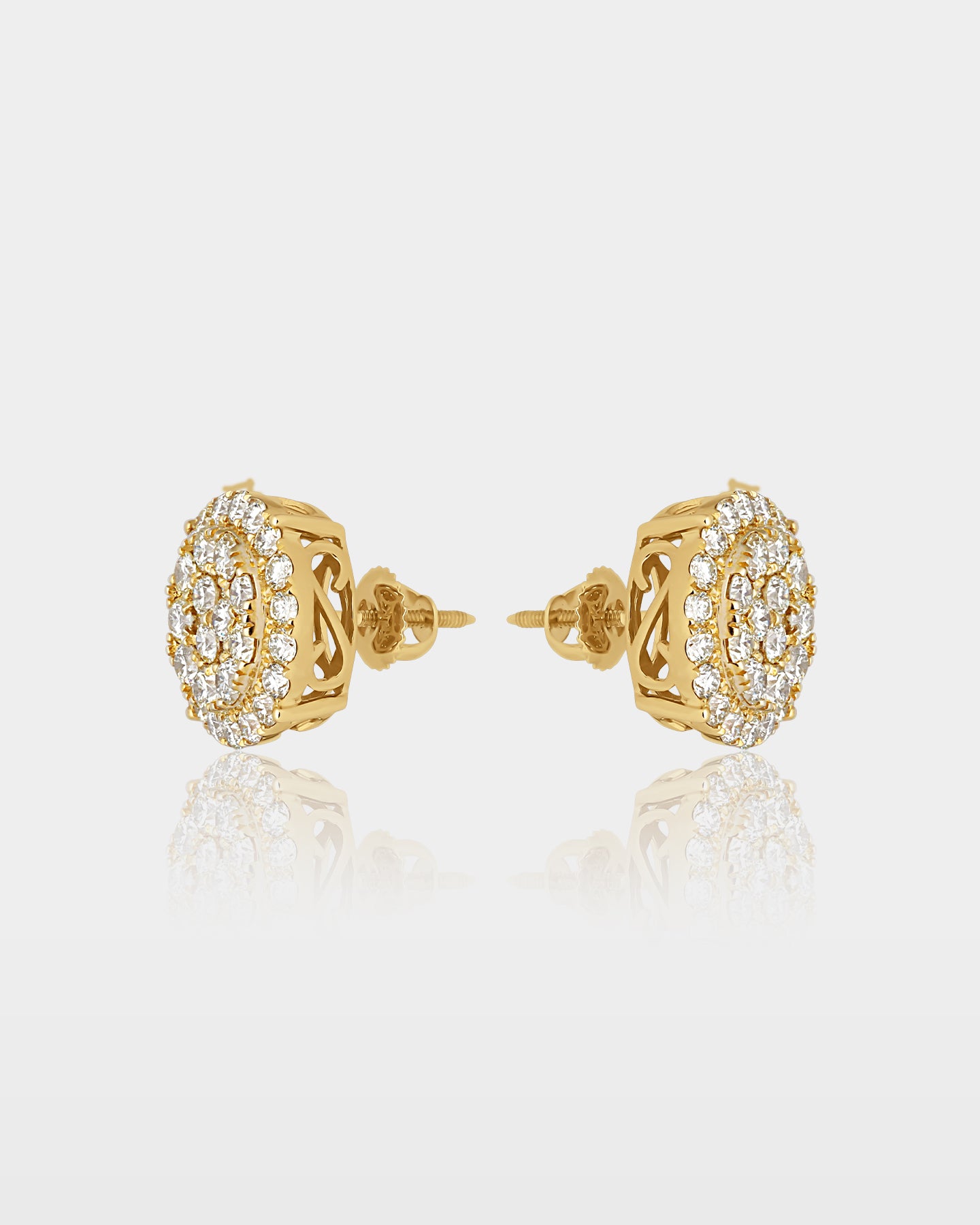 Yellow Gold Round Cluster Diamond Studs | The Ice Champ Grapevine, TX