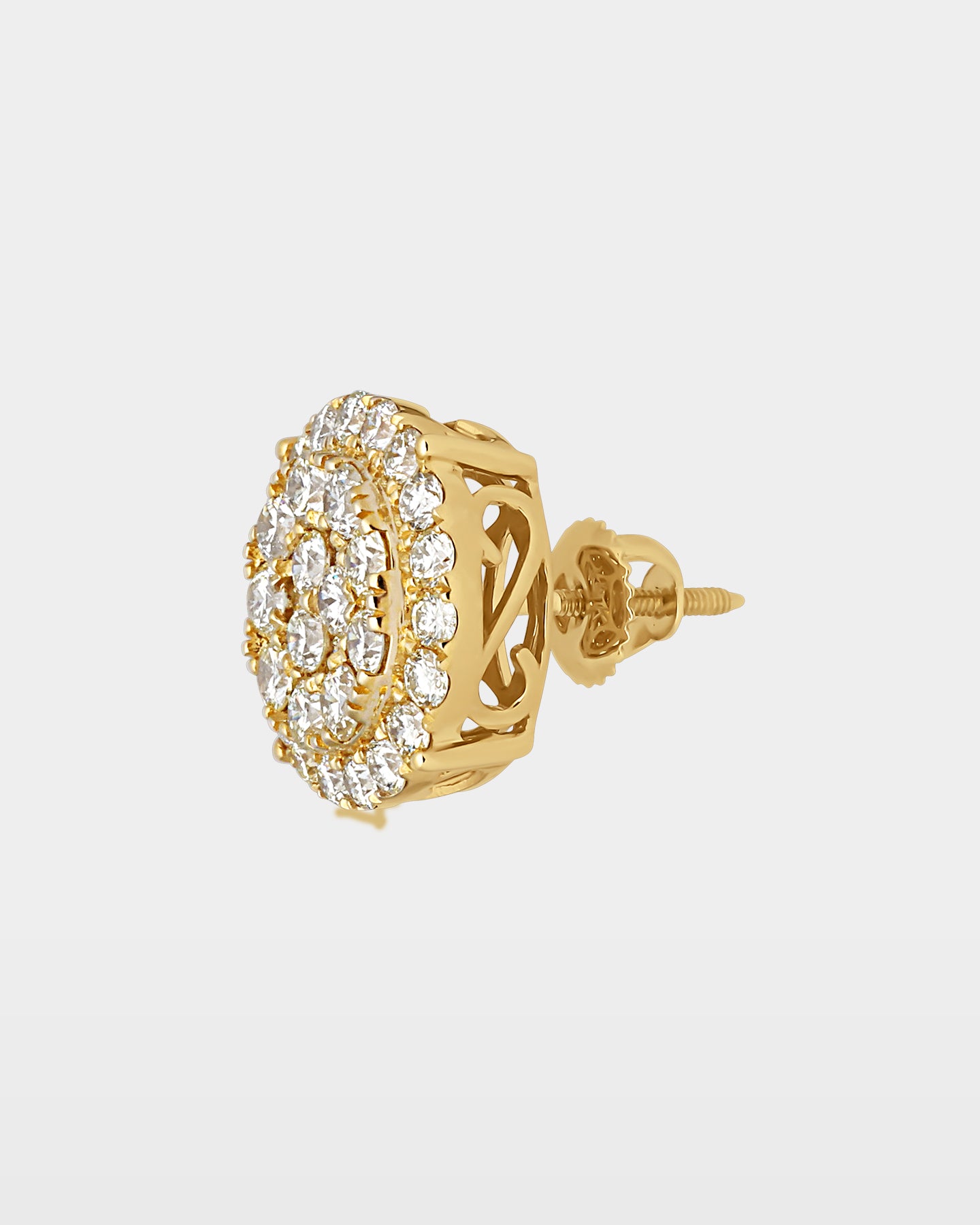 Yellow Gold Round Cluster Diamond Studs | The Ice Champ Grapevine, TX