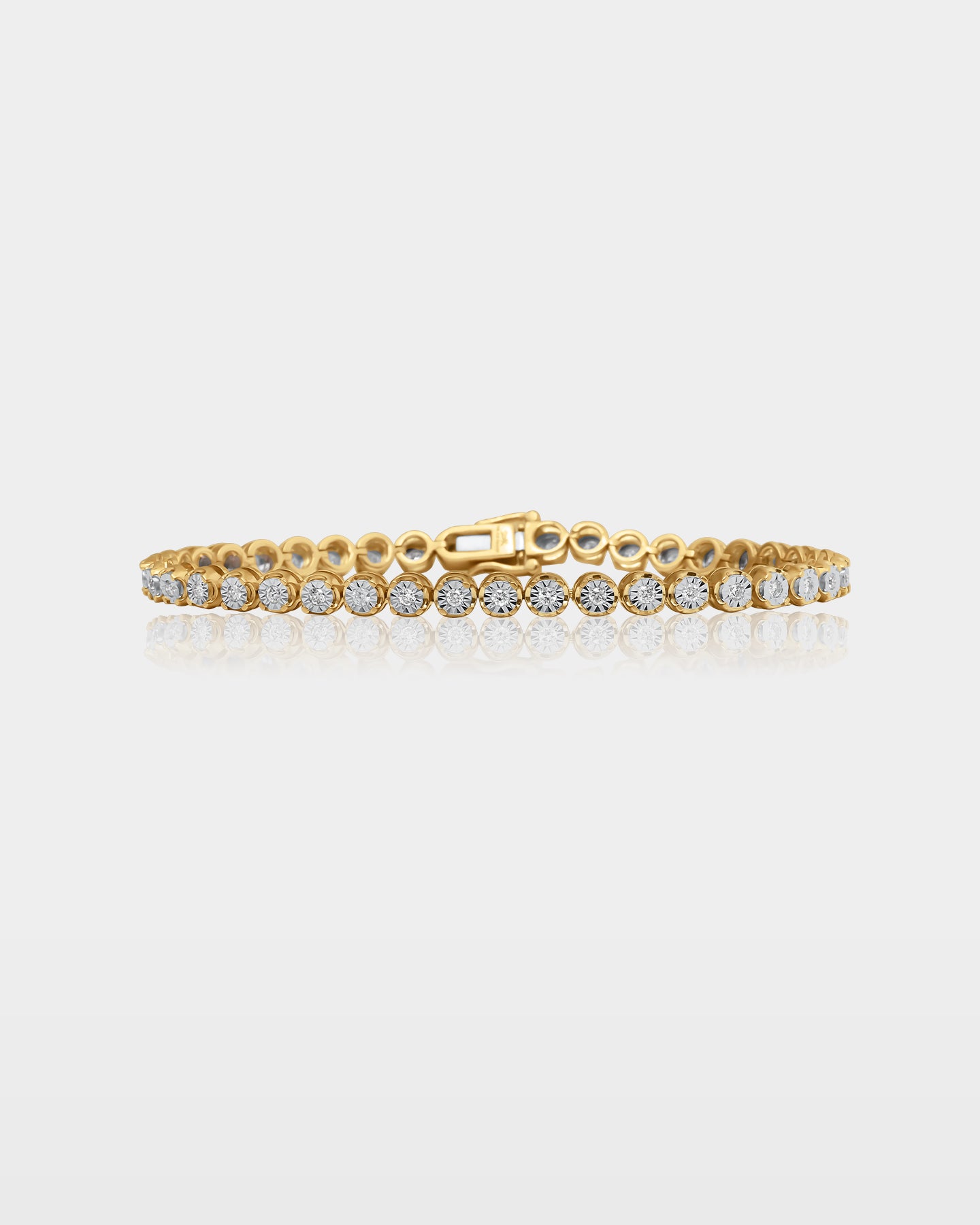 Yellow Gold Round Diamond Bezel Bracelet | The Ice Champ Dallas, TX