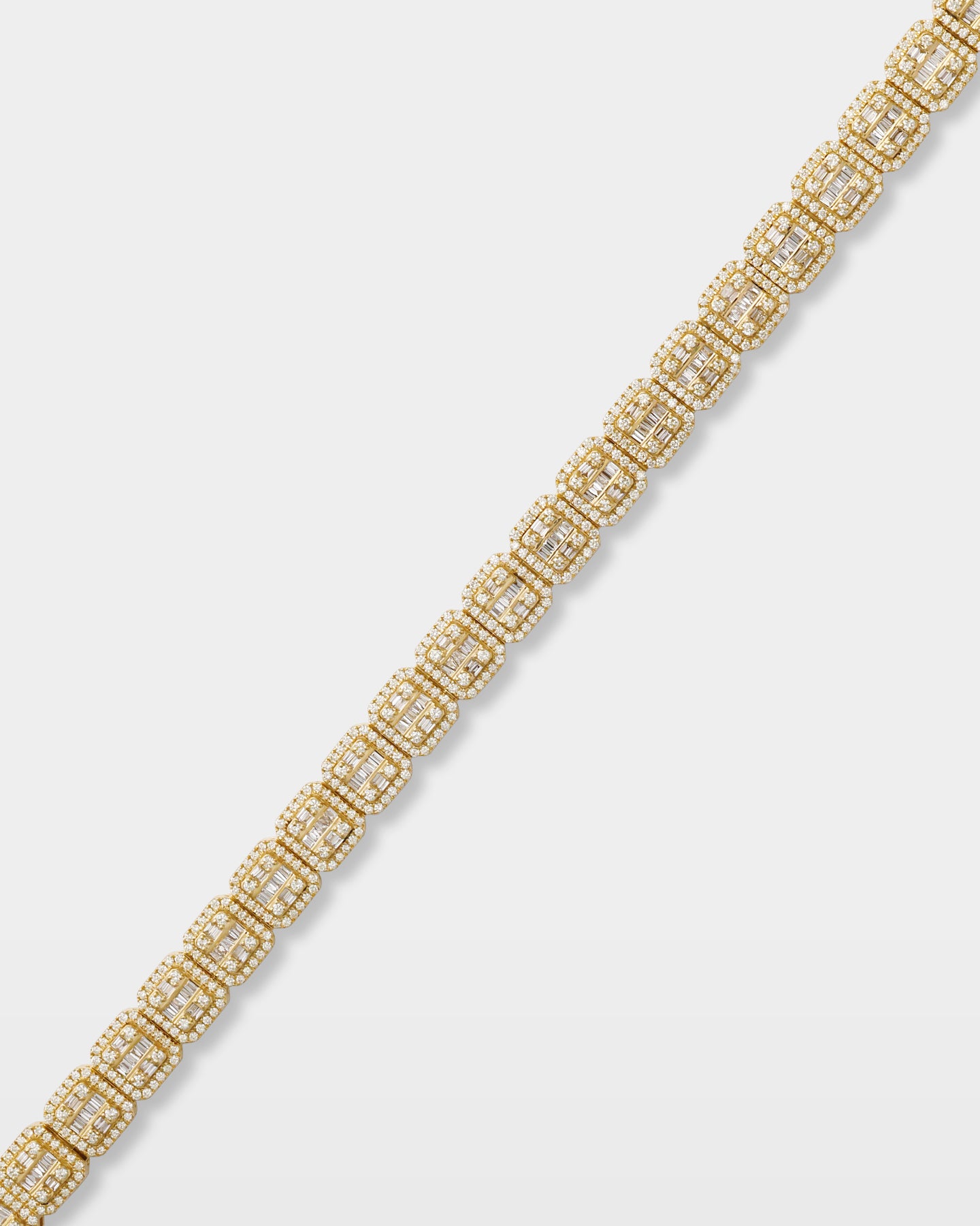 Yellow Gold Square Diamond Link Bracelet | The Ice Champ