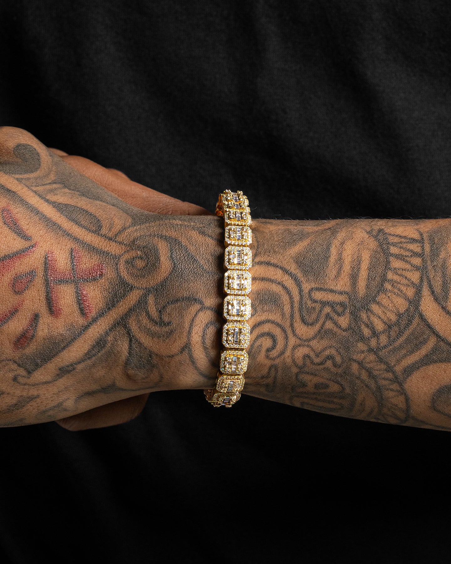 Yellow Gold Square Diamond Link Bracelet | The Ice Champ