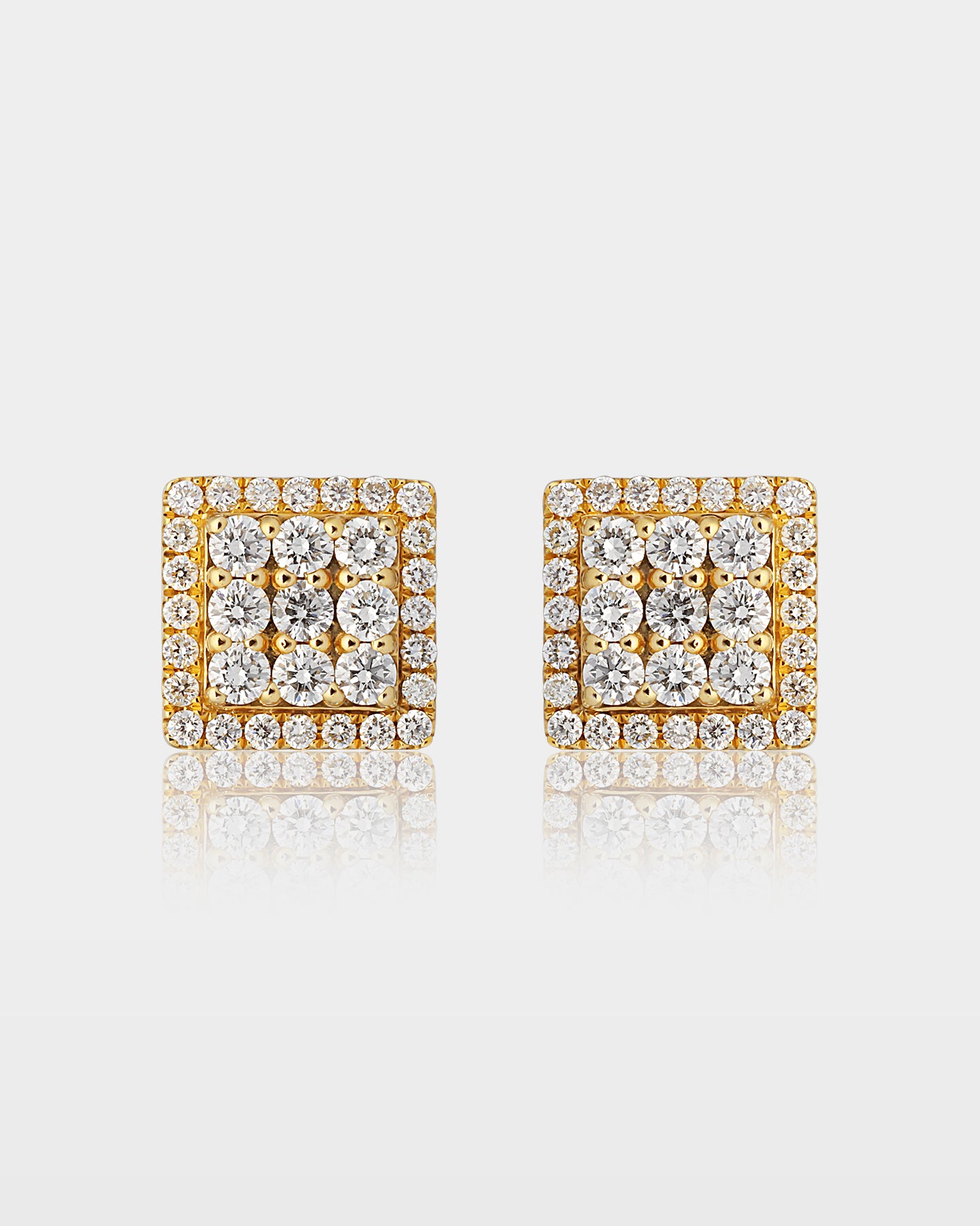 Yellow Gold Square Diamond Studs | The Ice Champ DFW, TX