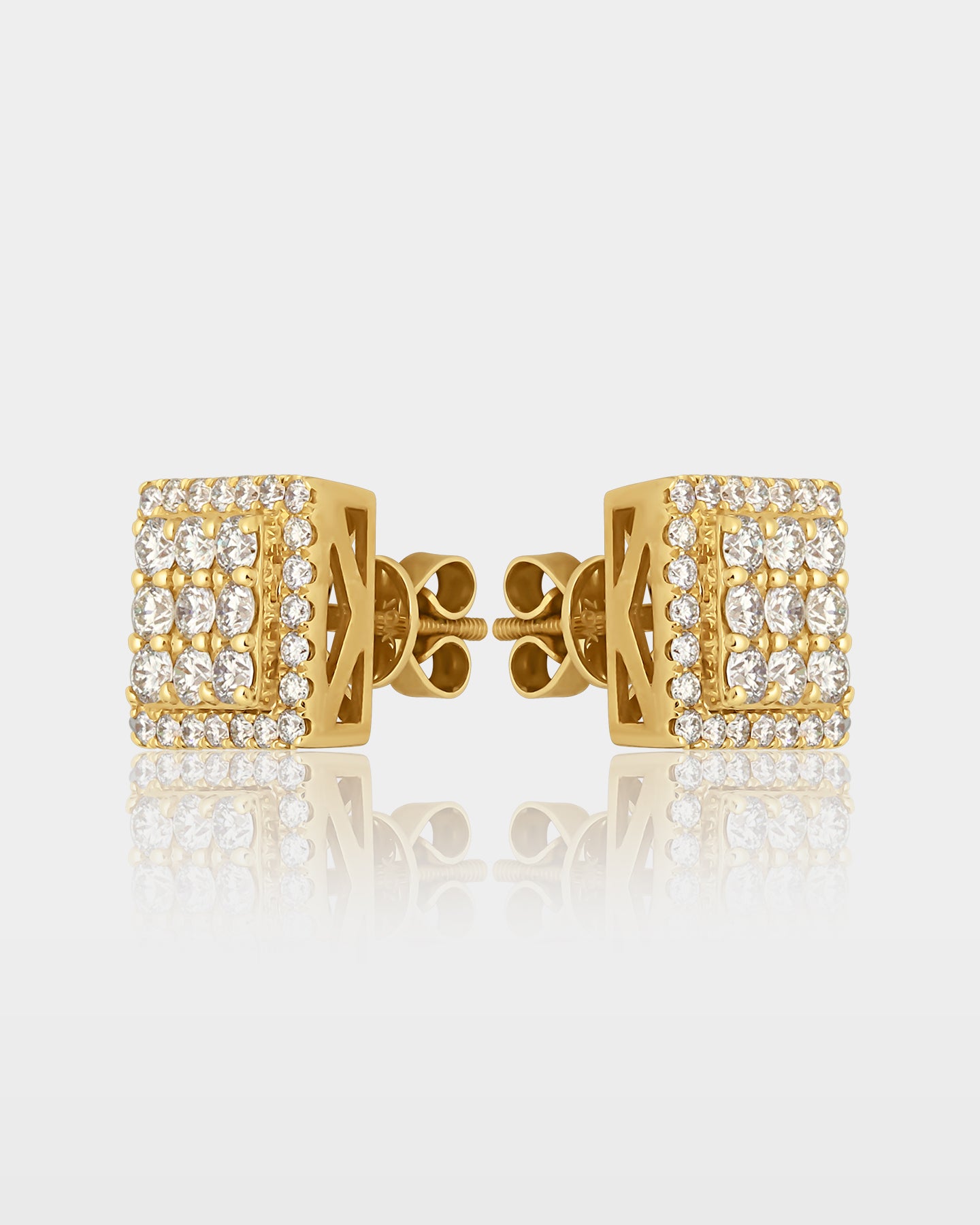 Yellow Gold Square Diamond Studs | The Ice Champ DFW, TX