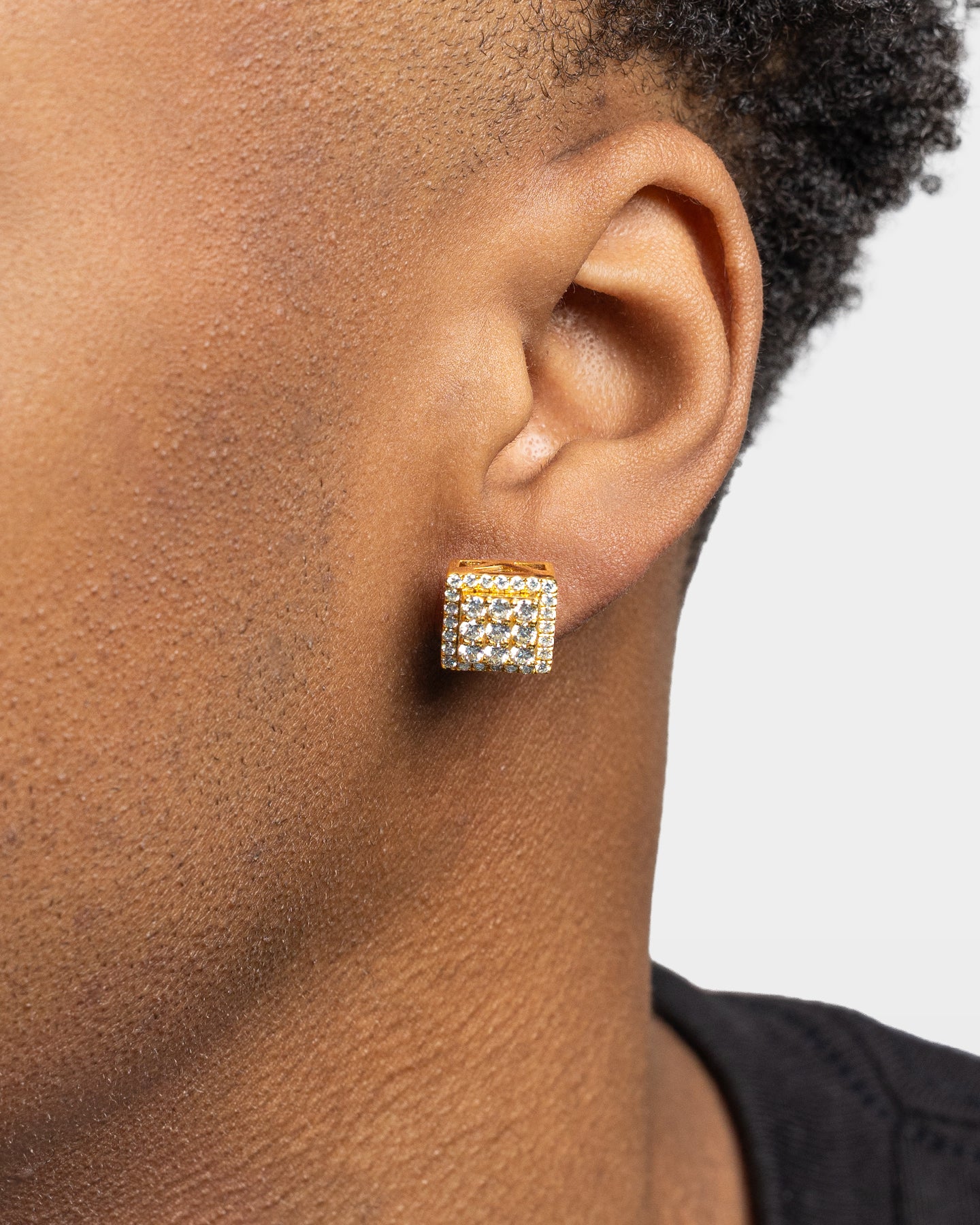 Yellow Gold Square Diamond Studs | The Ice Champ