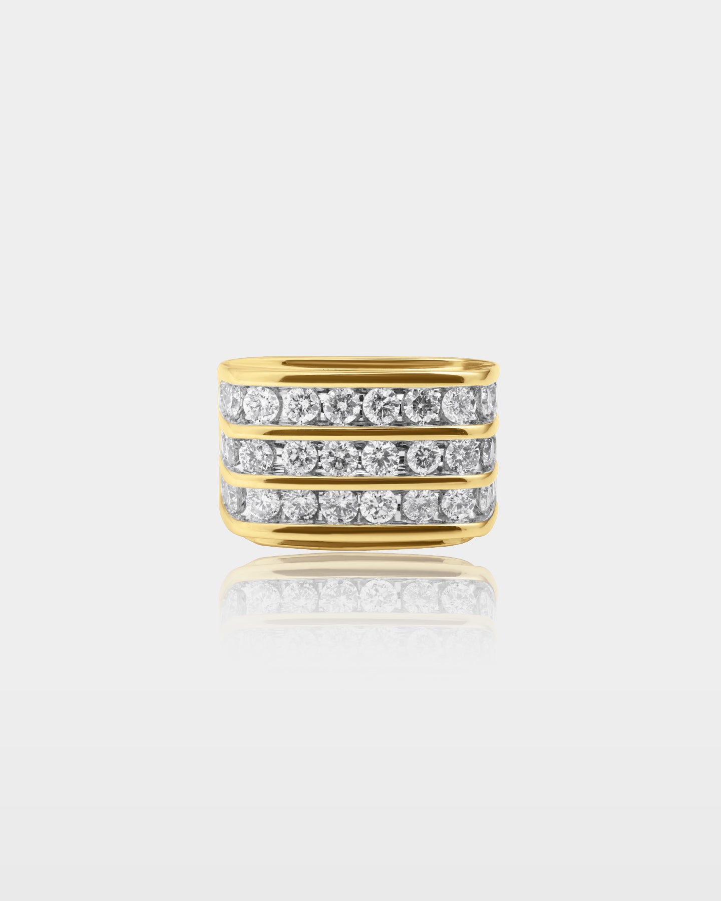 10K Gold Three Row Channel Set Diamond Ring | The Ice Champ TX