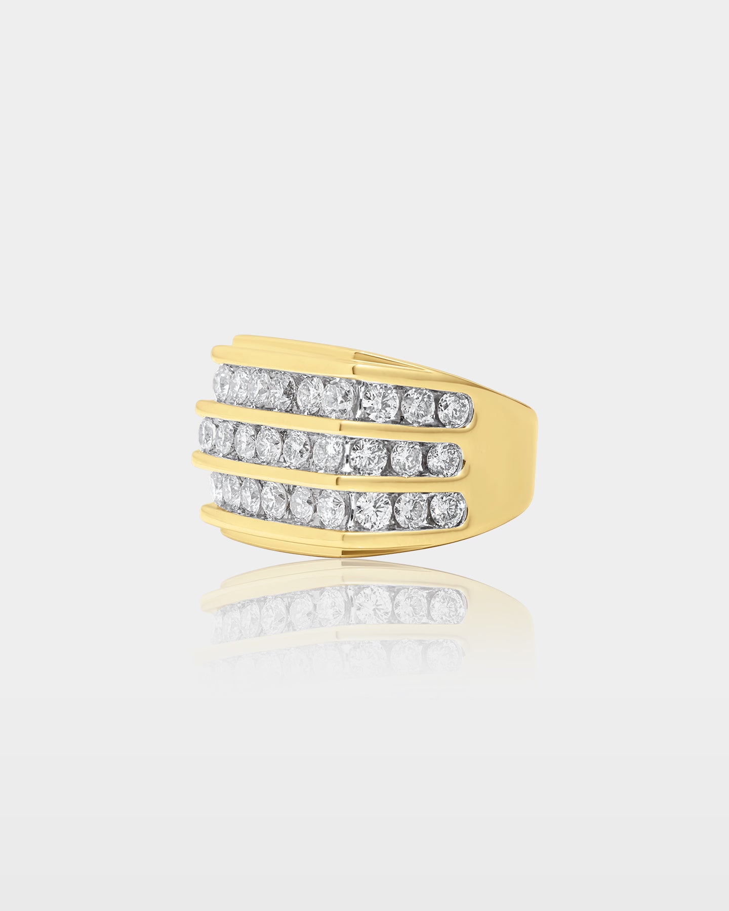 10K Gold Three Row Channel Set Diamond Ring | The Ice Champ TX