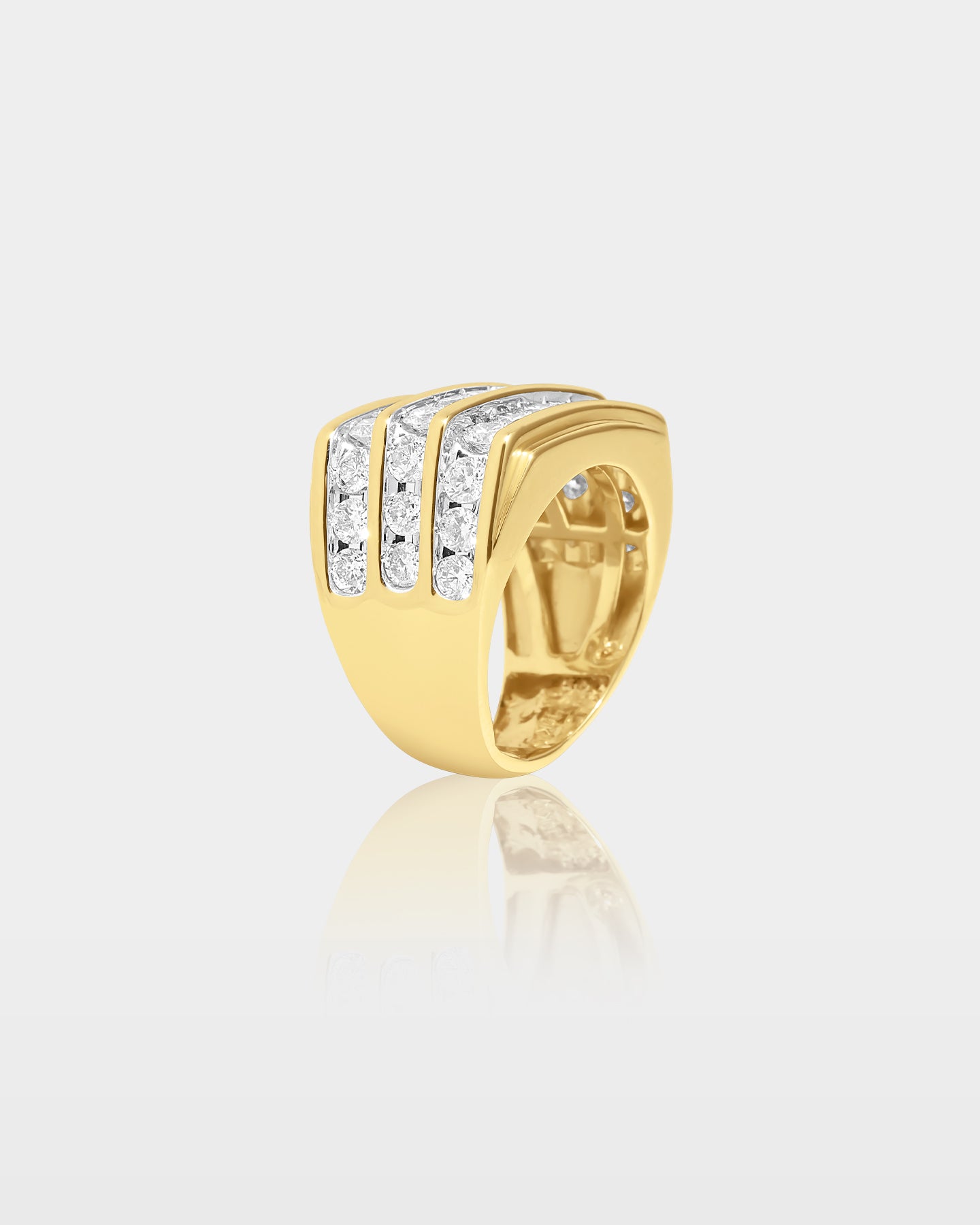 10K Gold Three Row Channel Set Diamond Ring | The Ice Champ TX