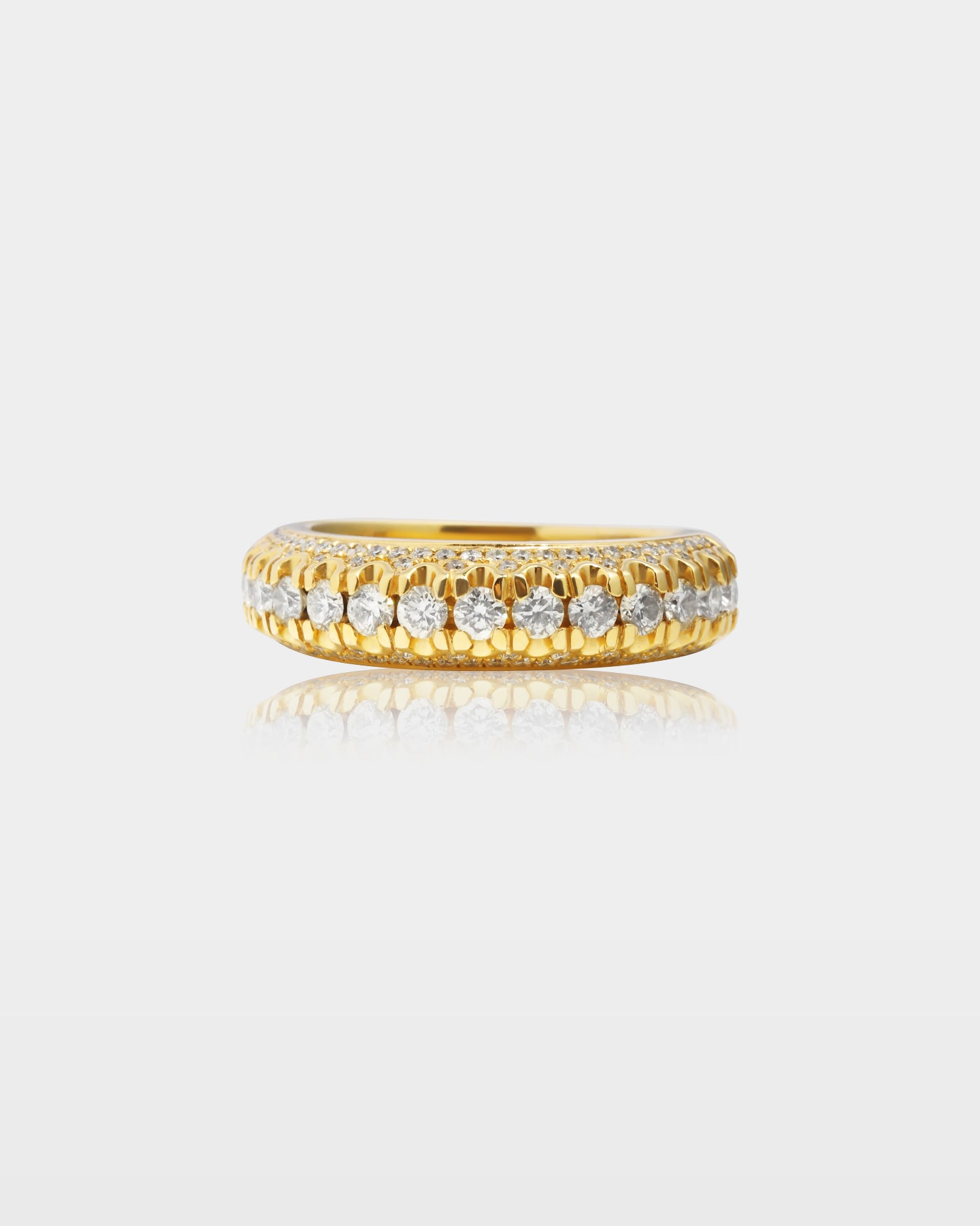 Gold Three Row Round Diamond Band | Men's Jewelry at The Ice Champ