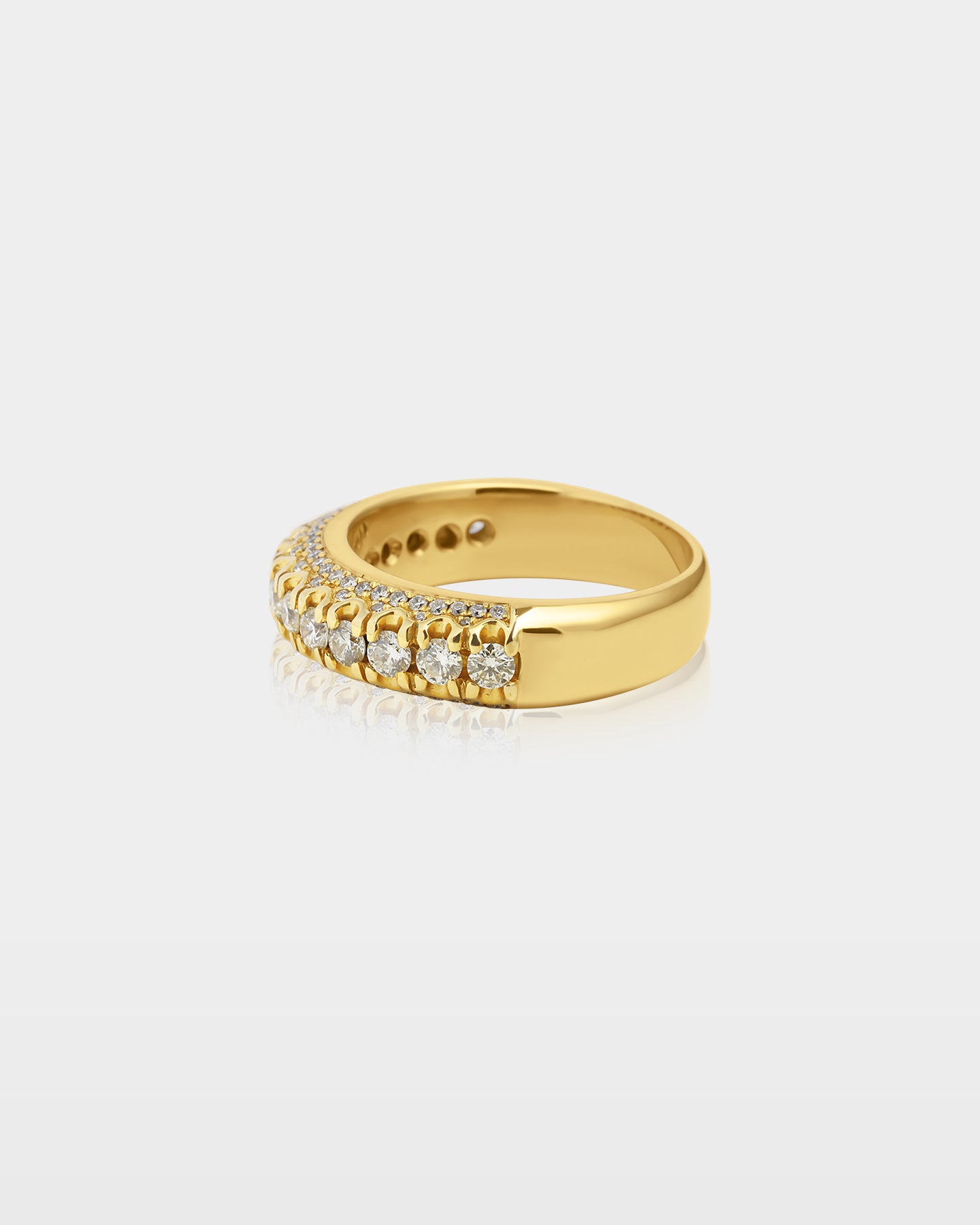 Gold Three Row Round Diamond Band | Men's Jewelry at The Ice Champ