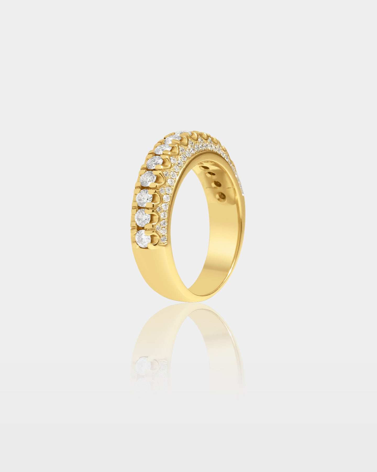 Gold Three Row Round Diamond Band | Men's Jewelry at The Ice Champ