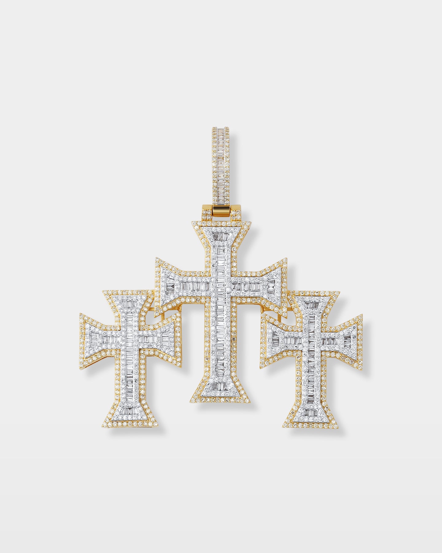 10k Gold Triple Cross Diamond Pendant | The Ice Champ Grapevine TX