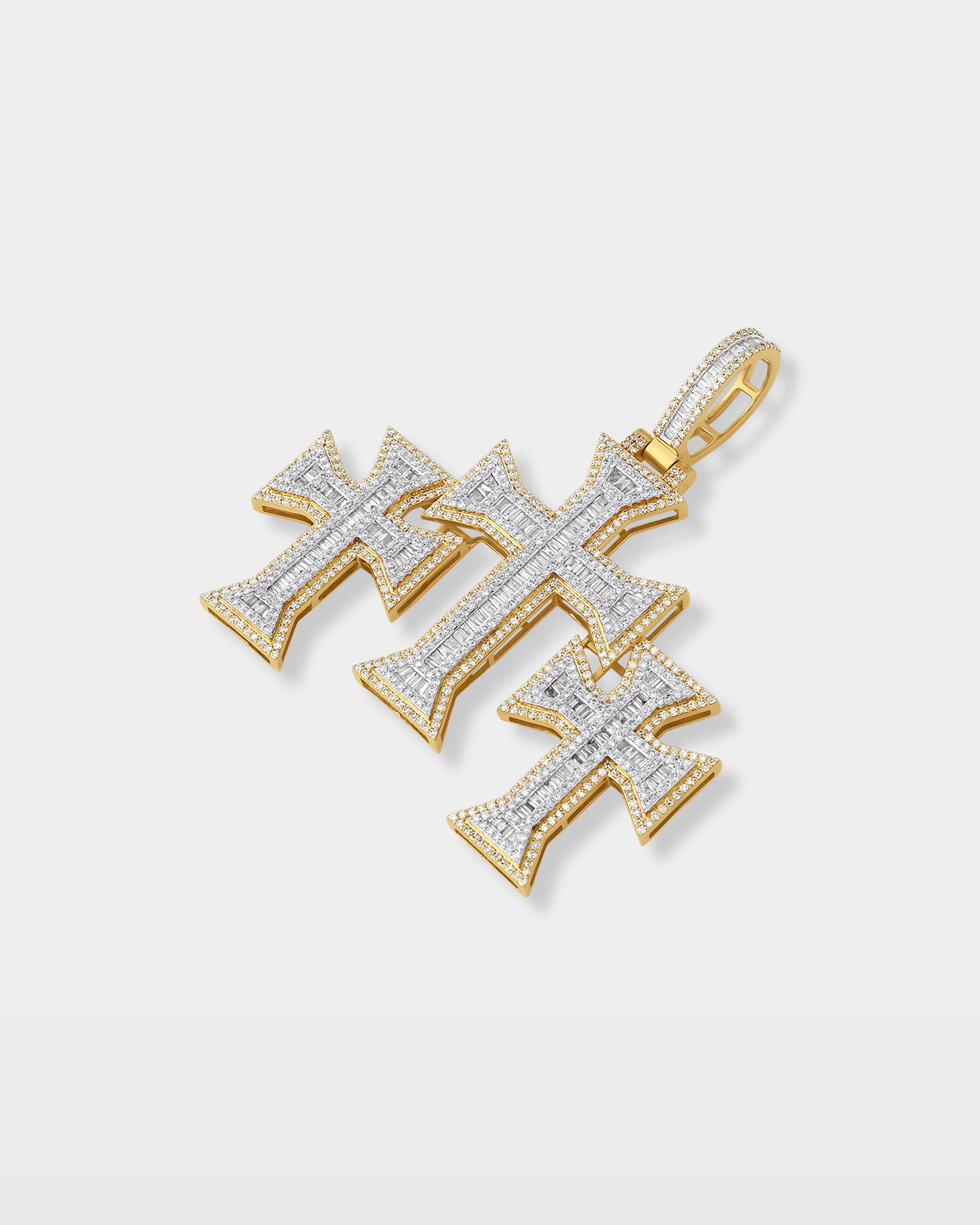 10k Gold Triple Cross Diamond Pendant | The Ice Champ Grapevine TX