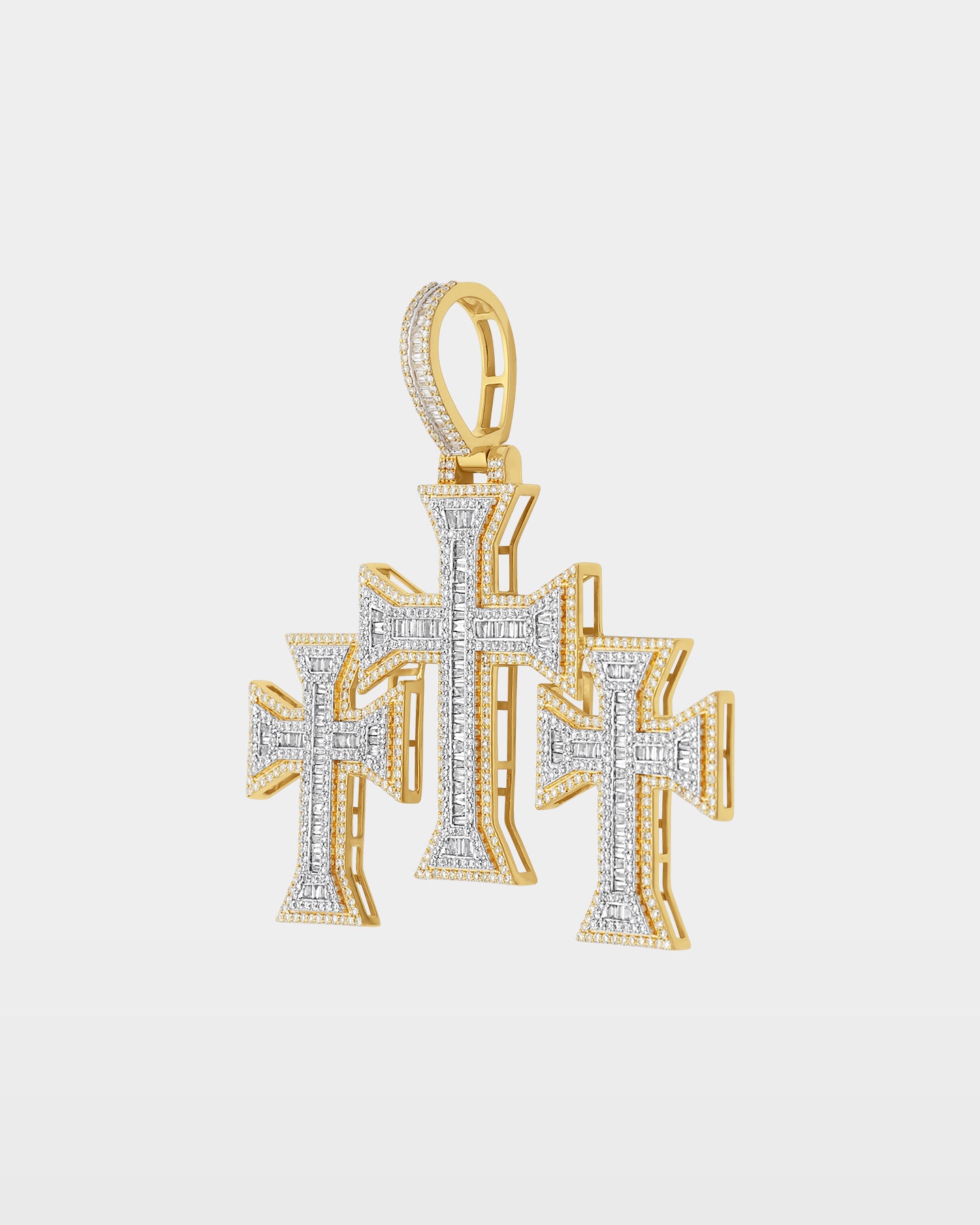 10k Gold Triple Cross Diamond Pendant | The Ice Champ Grapevine TX