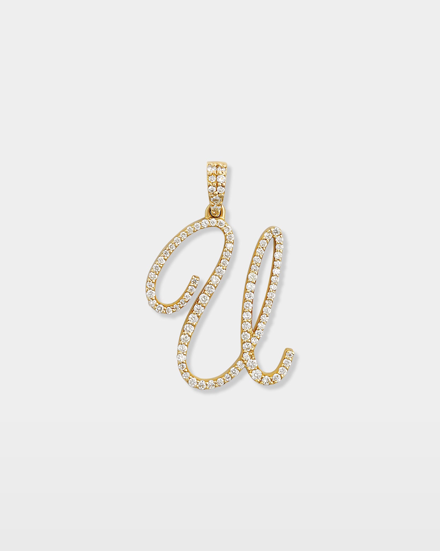 Yellow Gold "U" Letter Diamond Pendant | The Ice Champ Jewelry Dallas