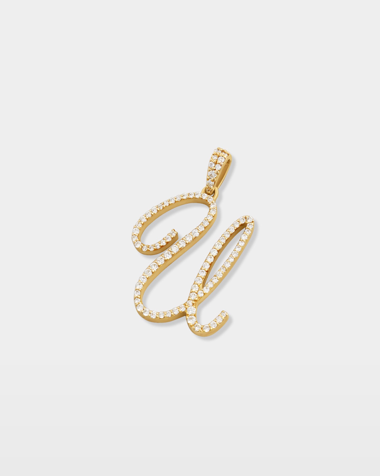 Yellow Gold "U" Letter Diamond Pendant | The Ice Champ Jewelry Dallas