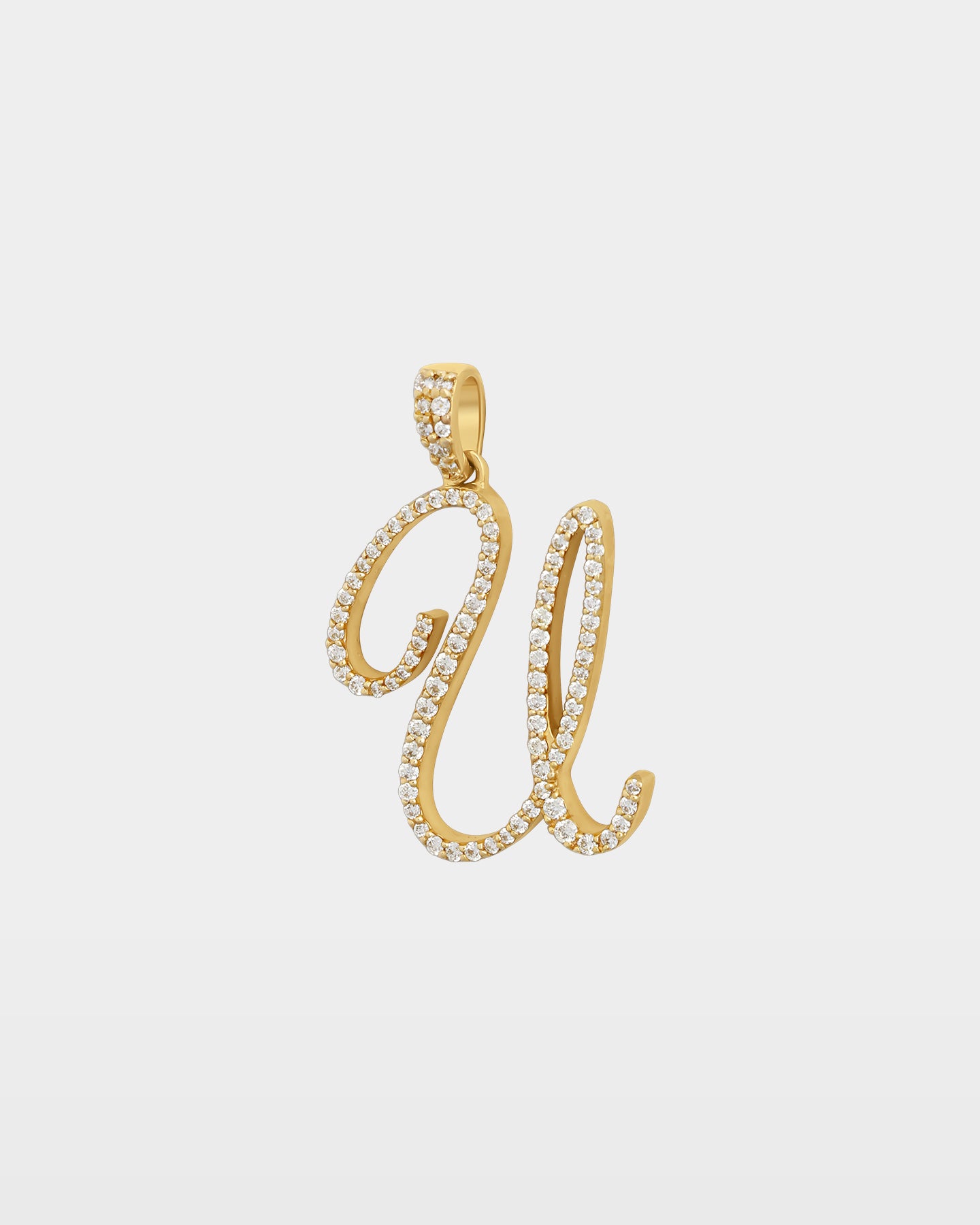 Yellow Gold "U" Letter Diamond Pendant | The Ice Champ Jewelry Dallas