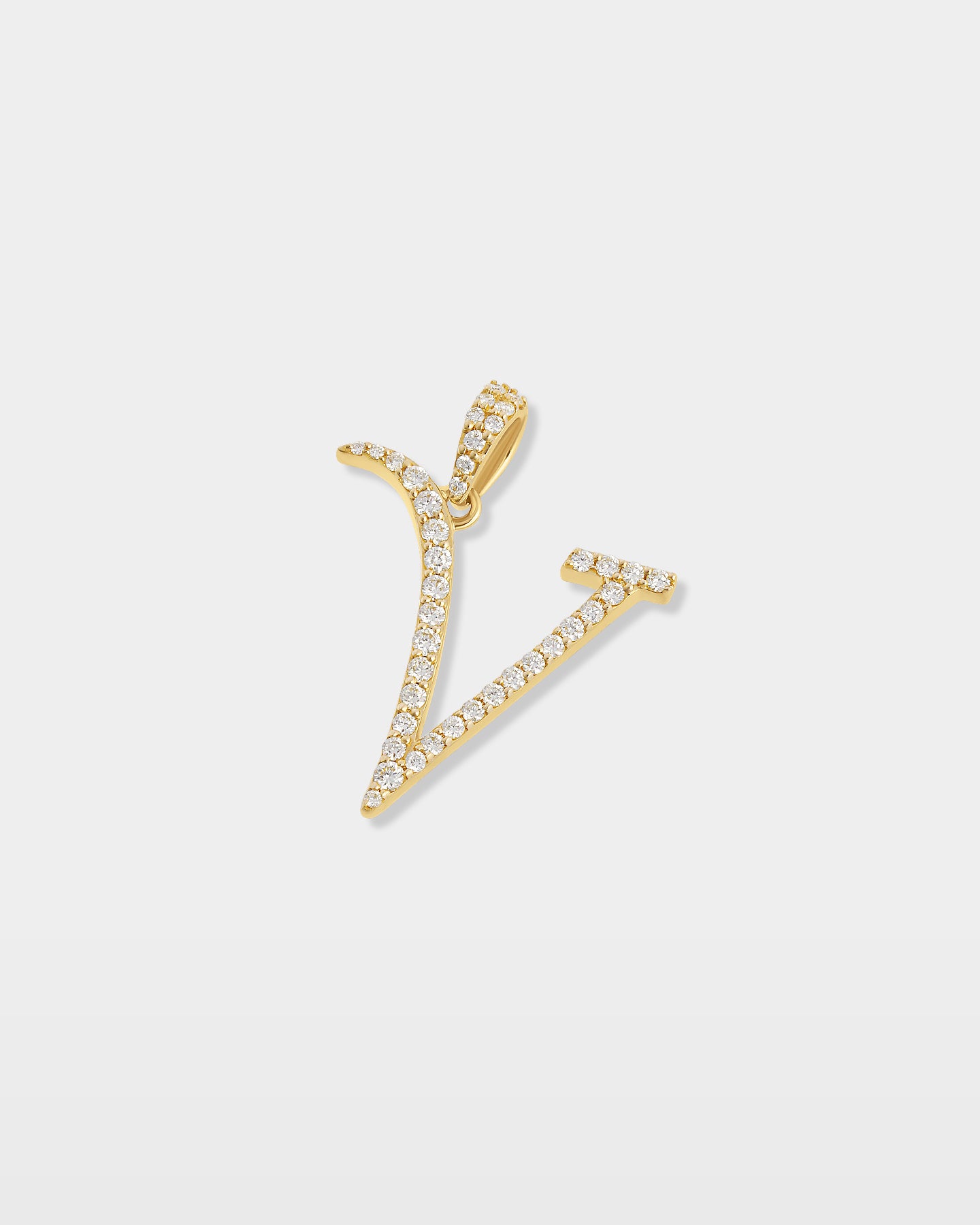 Yellow Gold "V" Diamond Letter Pendant | The Ice Champ Dallas