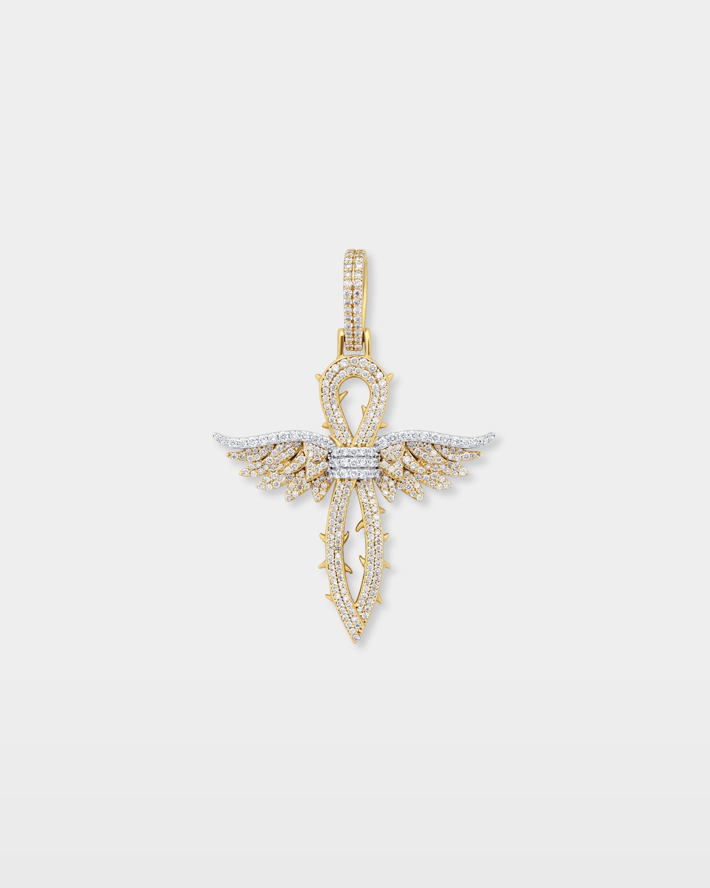 10K Gold Winged Cross Diamond Pendant | The Ice Champ Gold Pendants Dallas