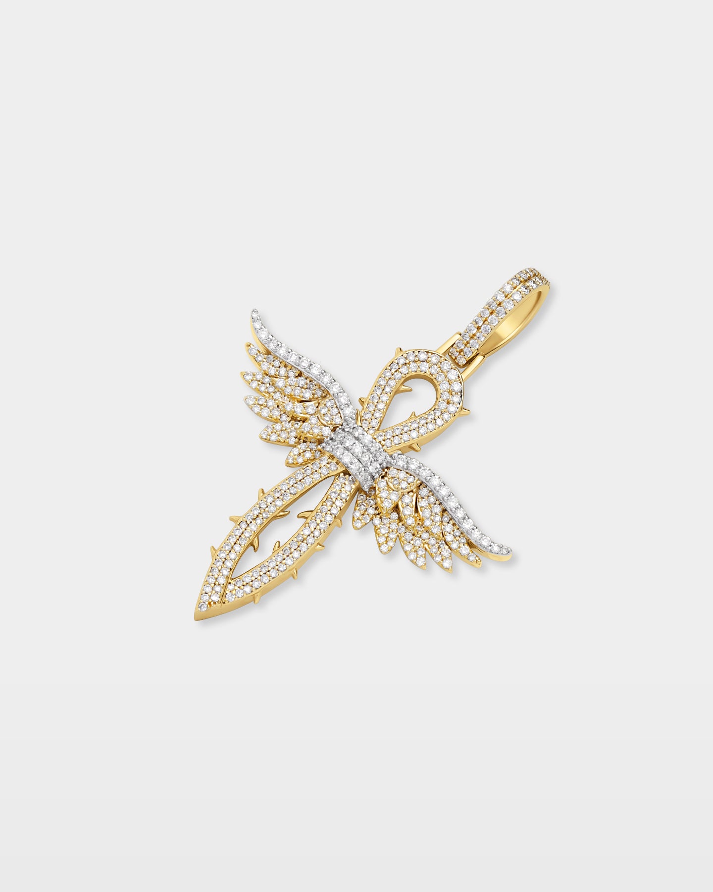 10K Gold Winged Cross Diamond Pendant | The Ice Champ Gold Pendants Dallas