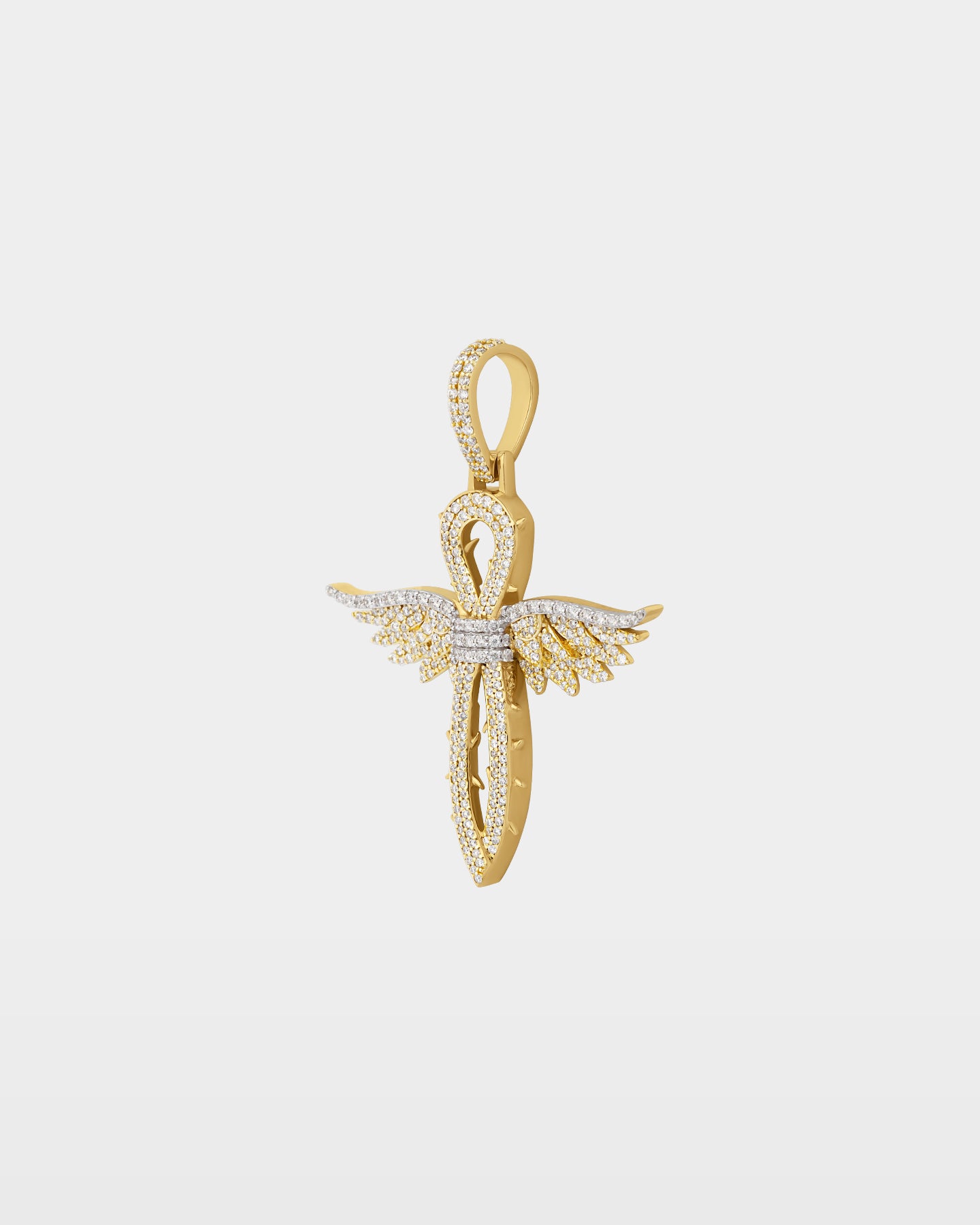 10K Gold Winged Cross Diamond Pendant | The Ice Champ Gold Pendants Dallas