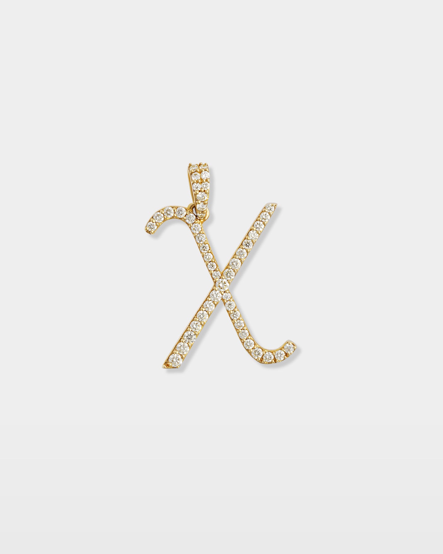 Yellow Gold "X" Letter Diamond Pendant | The Ice Champ TX