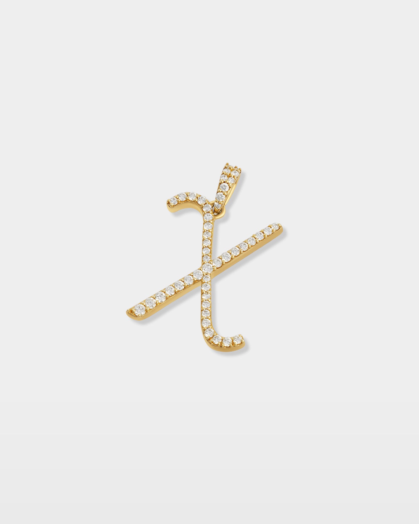 Yellow Gold "X" Letter Diamond Pendant | The Ice Champ TX