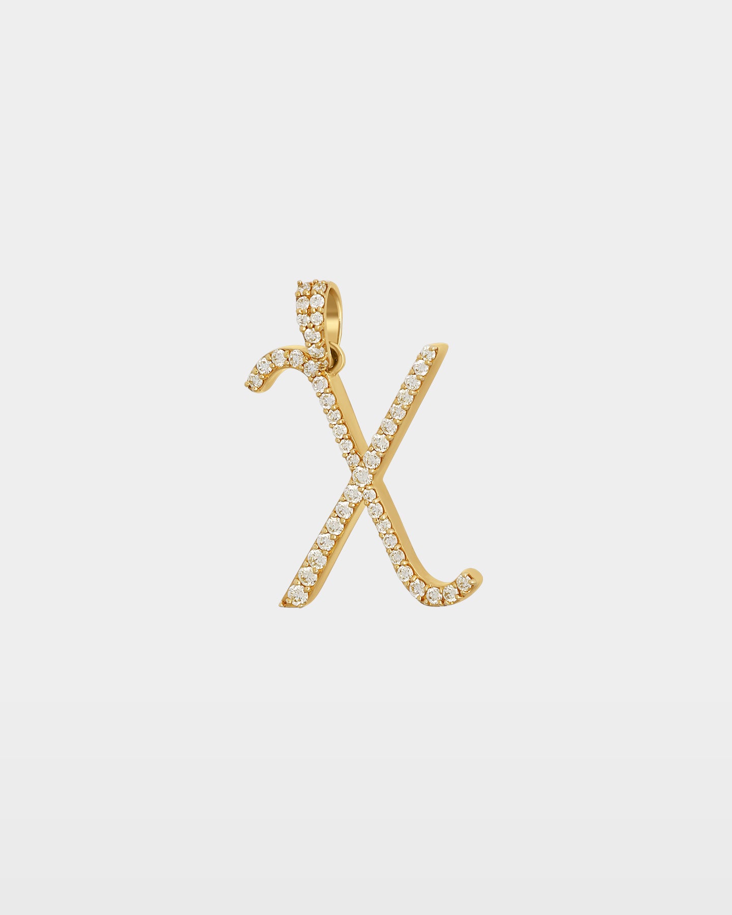 Yellow Gold "X" Letter Diamond Pendant | The Ice Champ TX