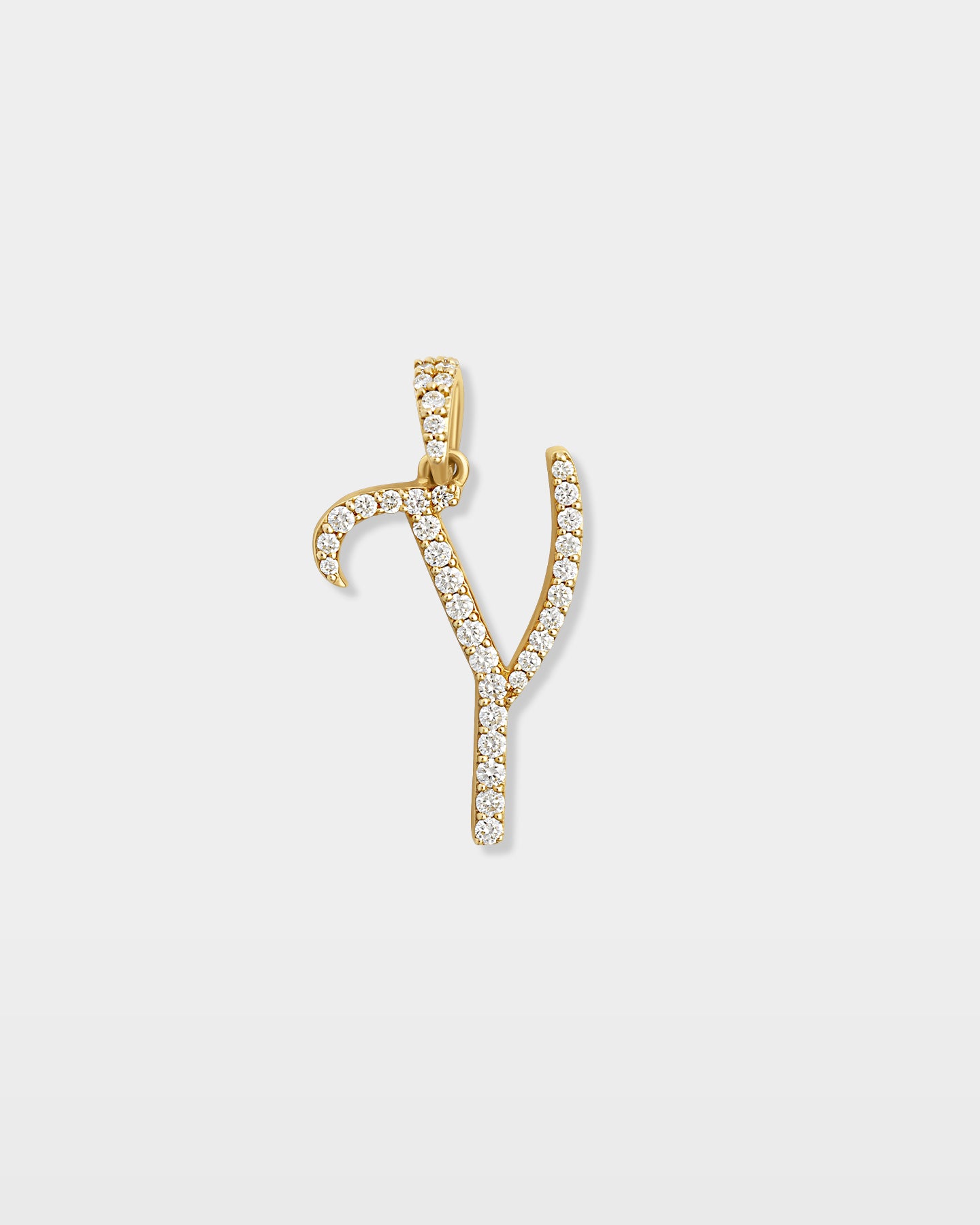 Yellow Gold "Y" Letter Diamond Pendant | The Ice Champ Jewelry TX