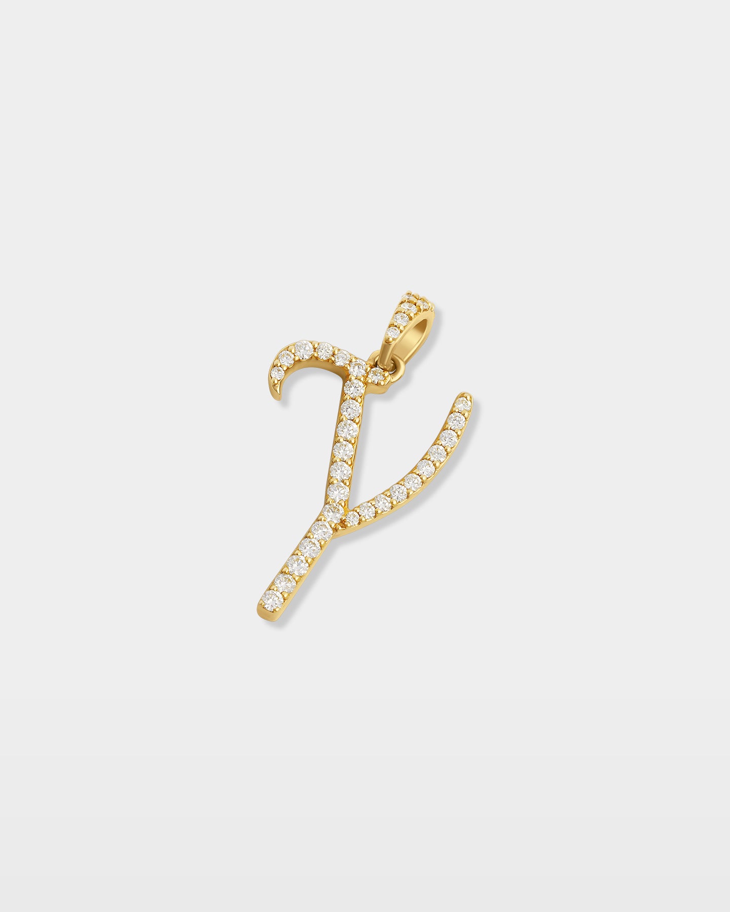 Yellow Gold "Y" Letter Diamond Pendant | The Ice Champ Jewelry TX