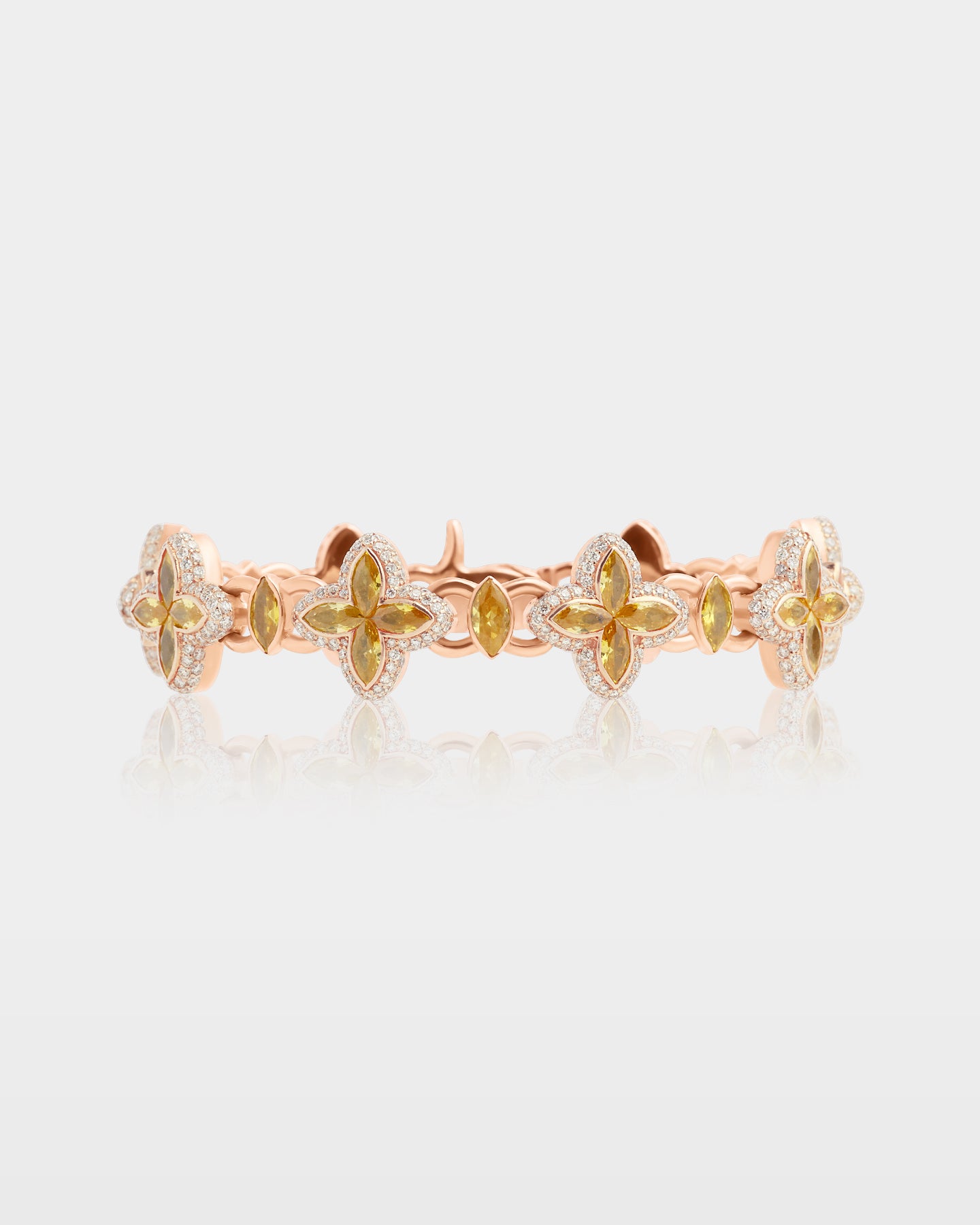 Yellow Sapphire Clover Diamond Link Bracelet | The Ice Champ Mens Bracelets TX