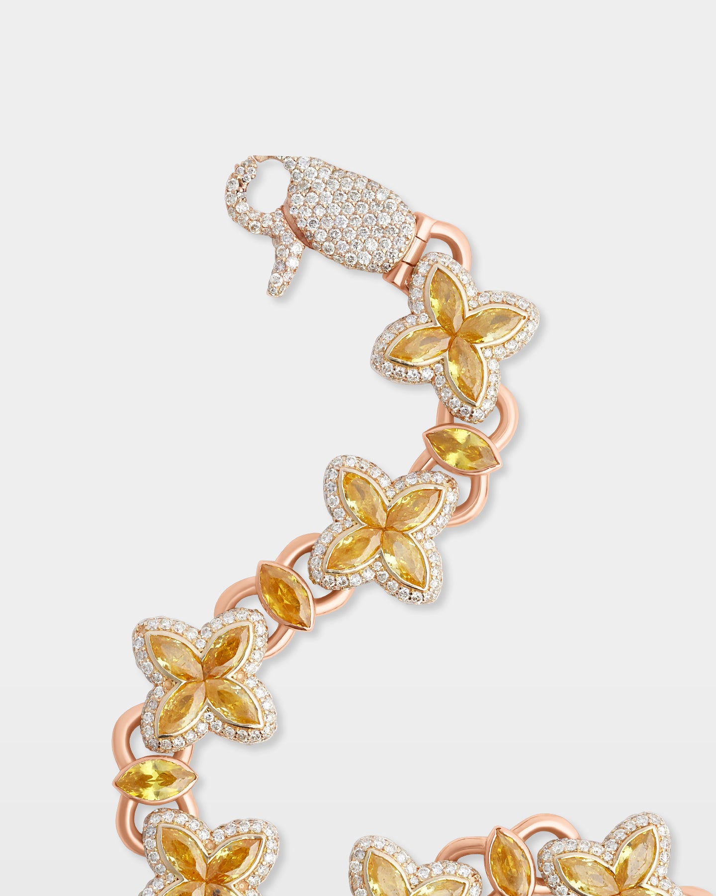 Yellow Sapphire Clover Diamond Link Bracelet | The Ice Champ Mens Bracelets TX