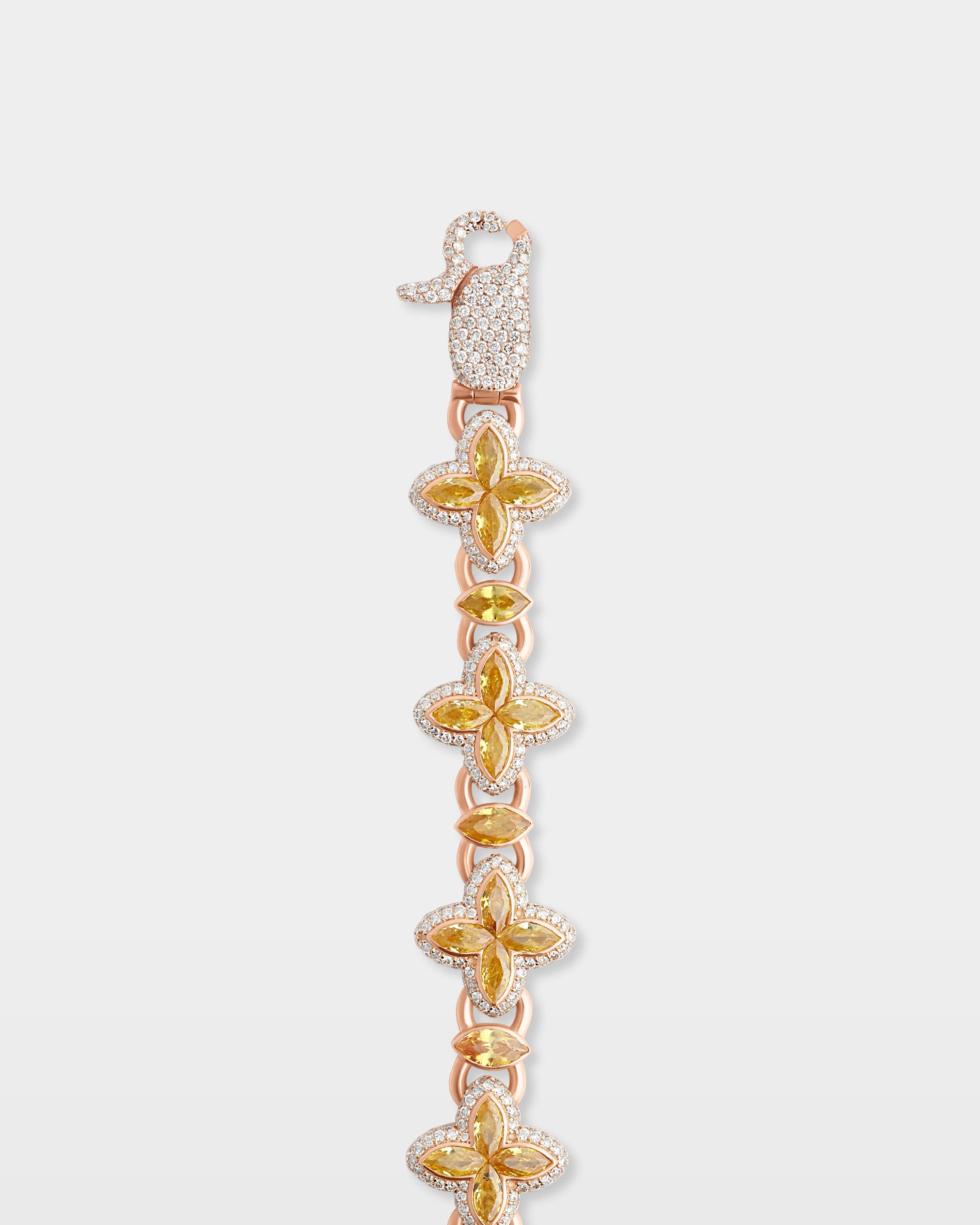 Yellow Sapphire Clover Diamond Link Bracelet | The Ice Champ Mens Bracelets TX