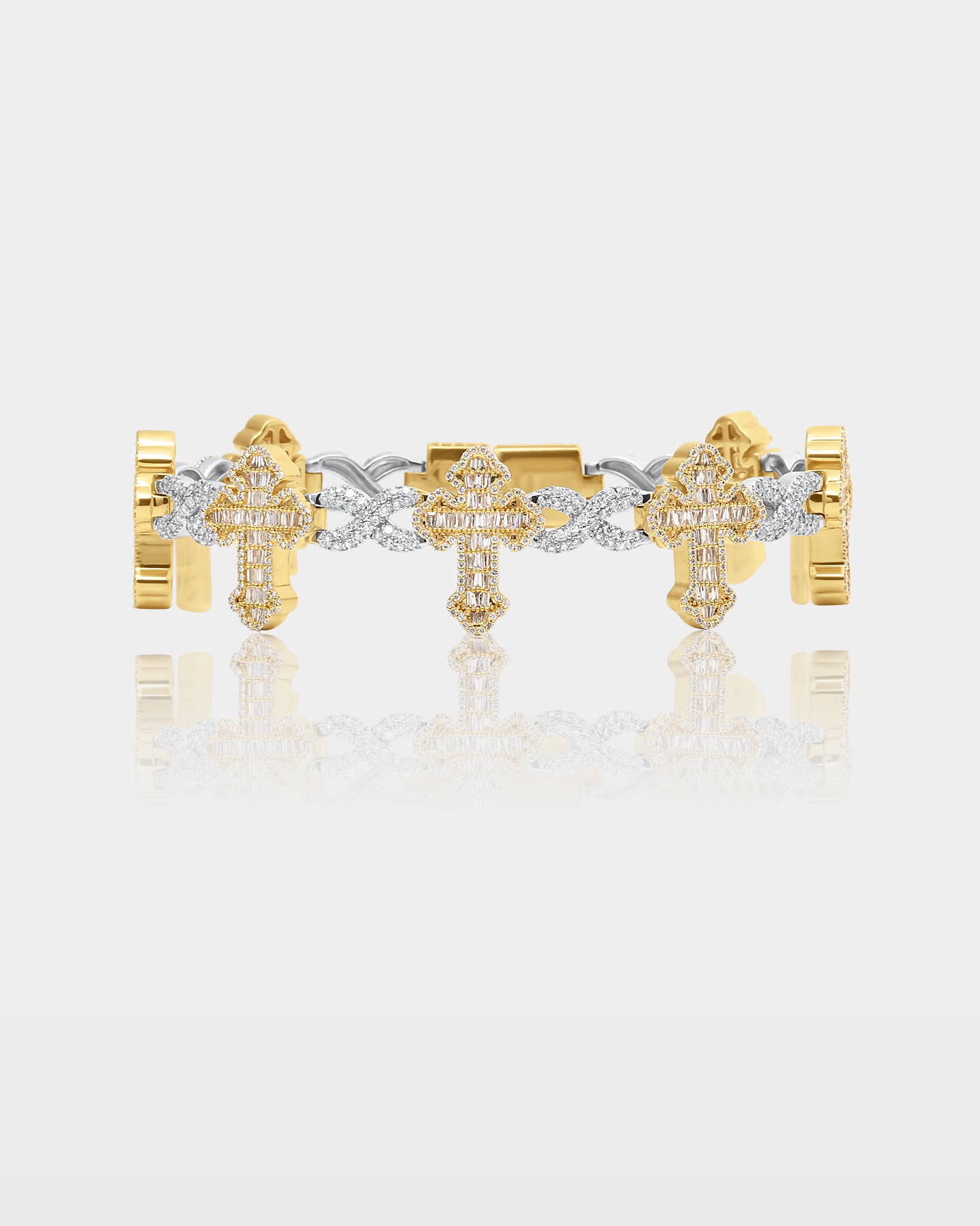 10K Gold Infinity Cross Diamond Link Bracelet | The Ice Champ Jewelry