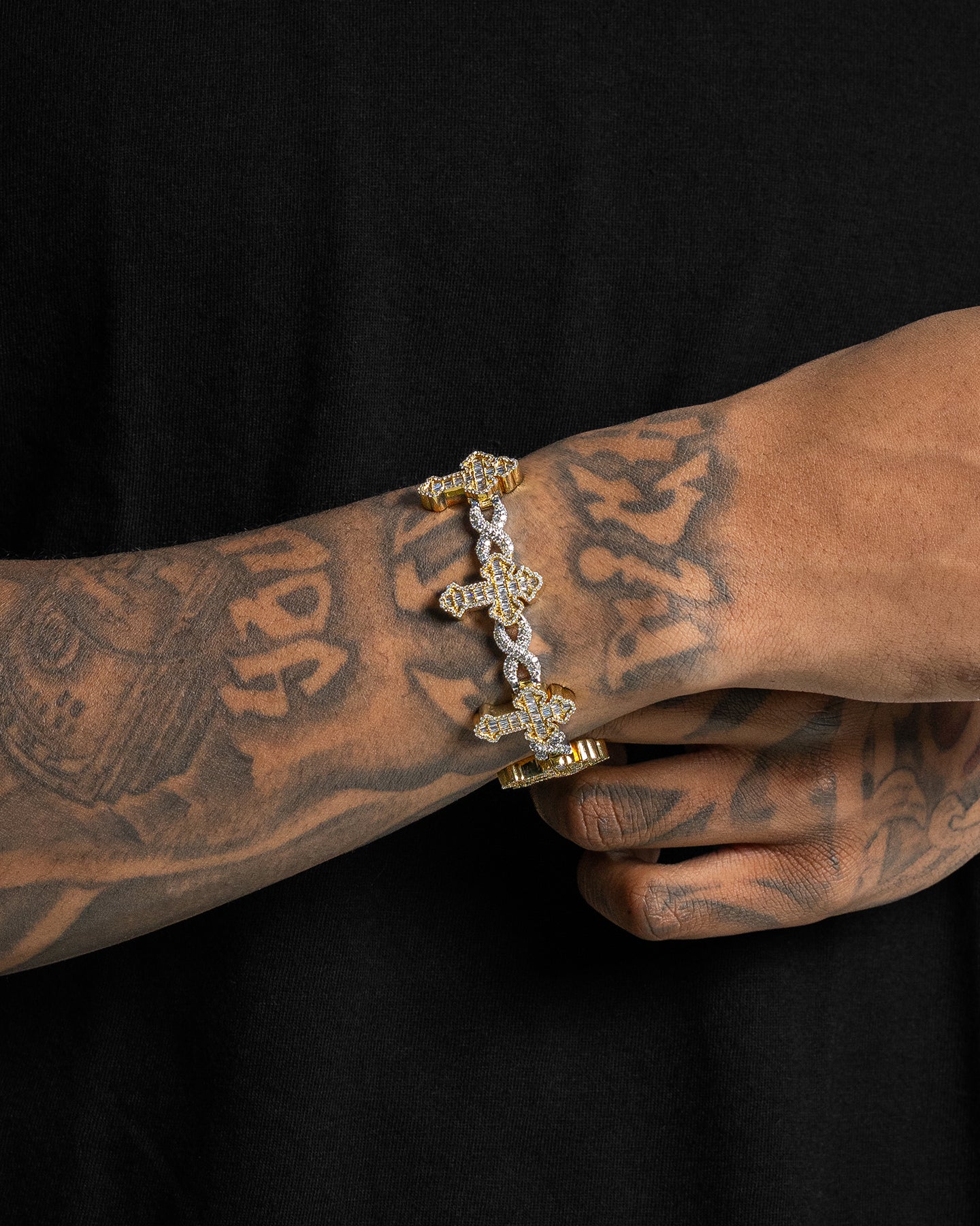 10K Gold Infinity Cross Diamond Link Bracelet | The Ice Champ Jewelry