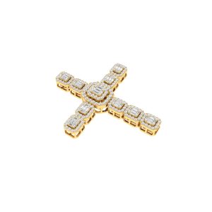 ASSCHER CUT HALO CROSS DIAMOND PENDANT