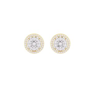 ROUND DOUBLE HALO STUD DIAMOND EARRINGS